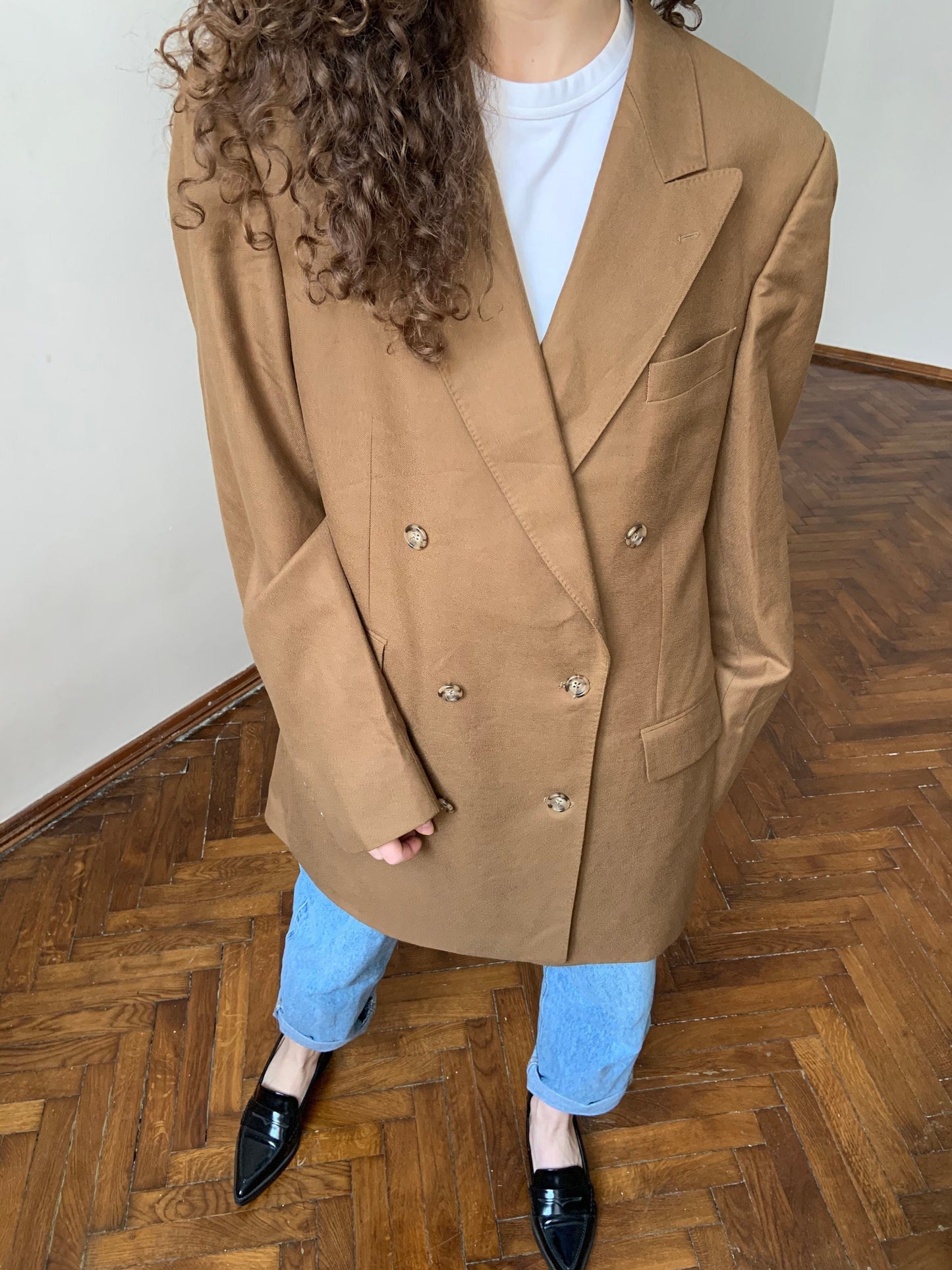 Vintage Blazer, 90s Blazer, Oversized Beige Nude Blazer, Boyfriend Blazer, Wool & Cashmere Blazer, Classic suit jacket women's menswear