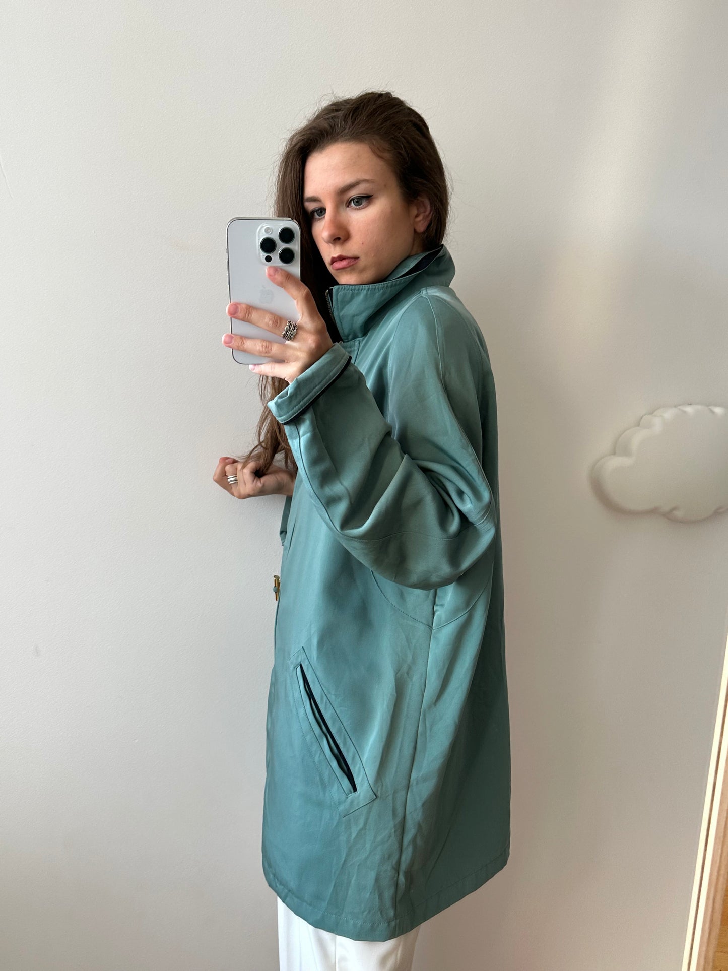 Vintage 90s green parka, 90s jacket coat