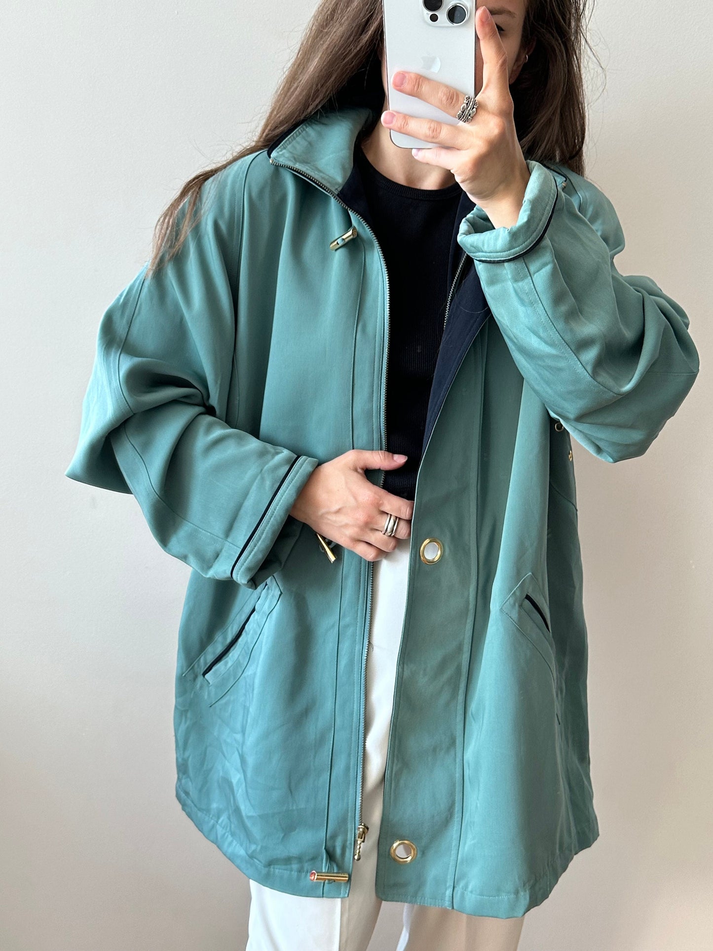 Vintage 90s green parka, 90s jacket coat