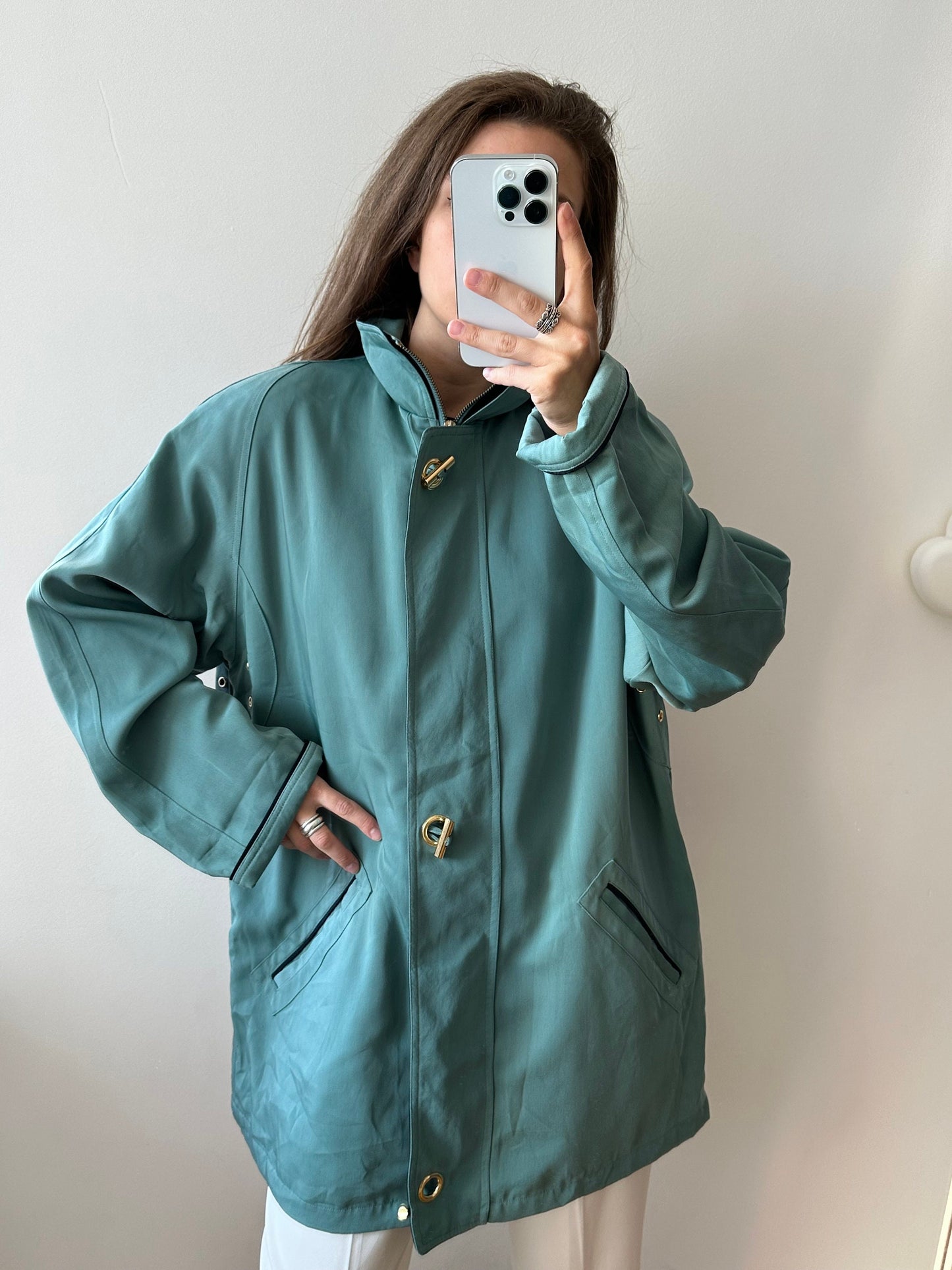 Vintage 90s green parka, 90s jacket coat