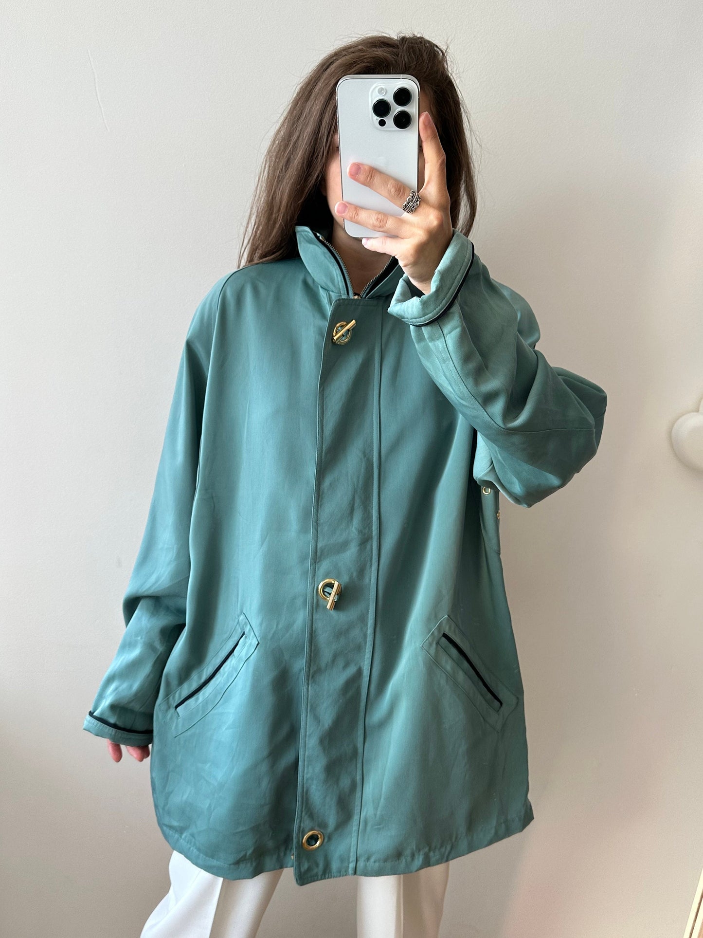 Vintage 90s green parka, 90s jacket coat