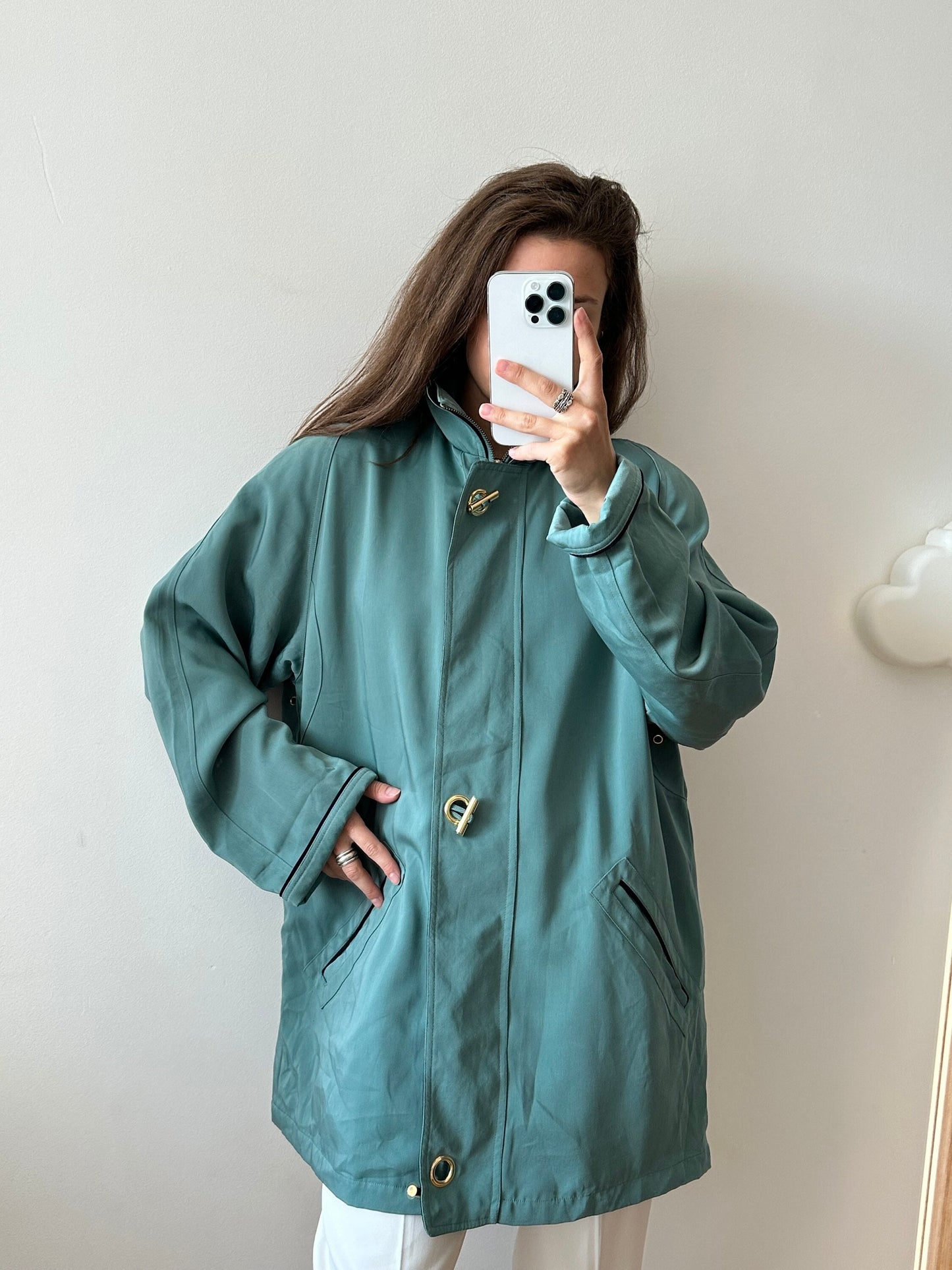 Vintage 90s green parka, 90s jacket coat