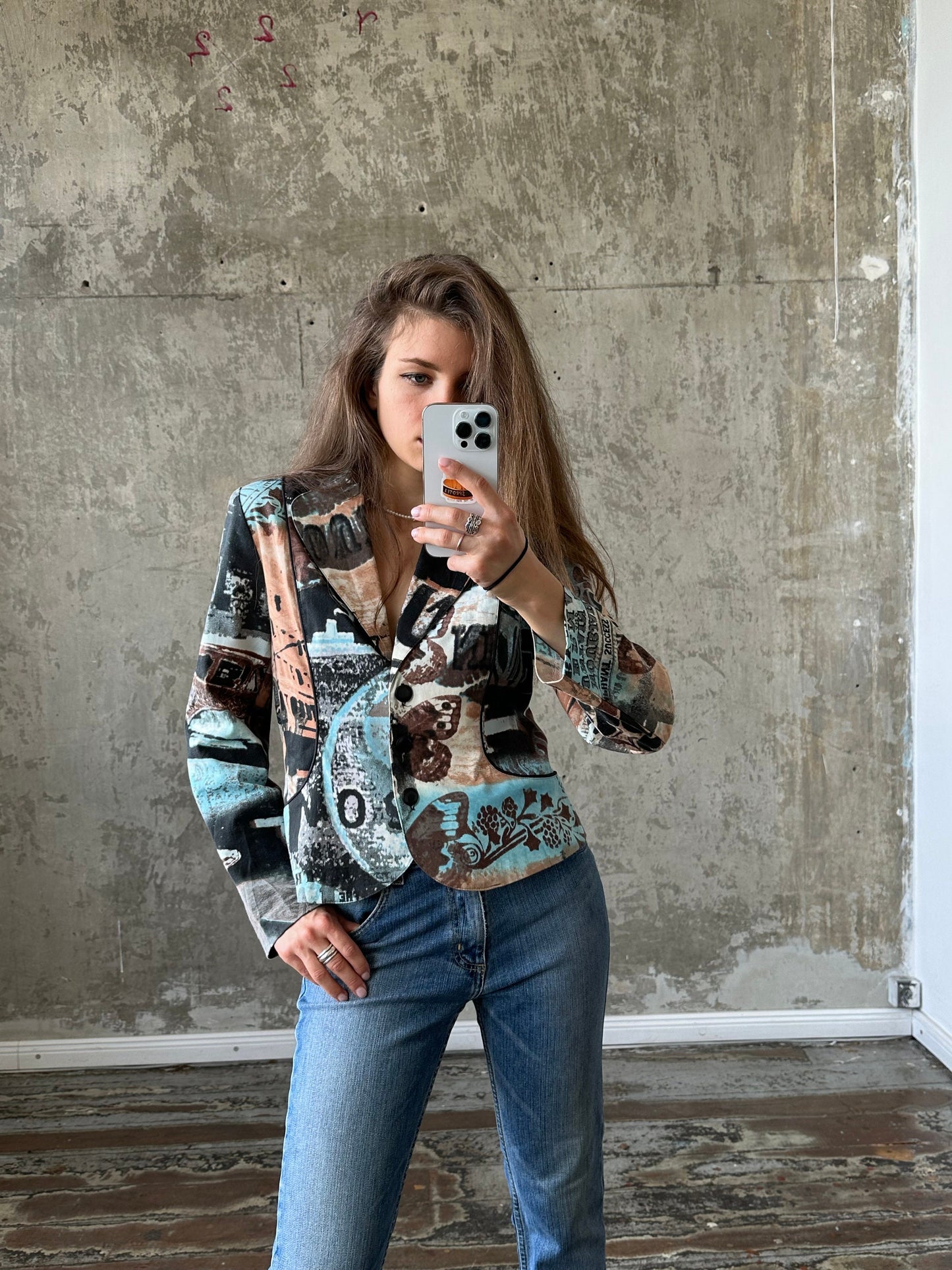 Vintage light blue fitted blazer