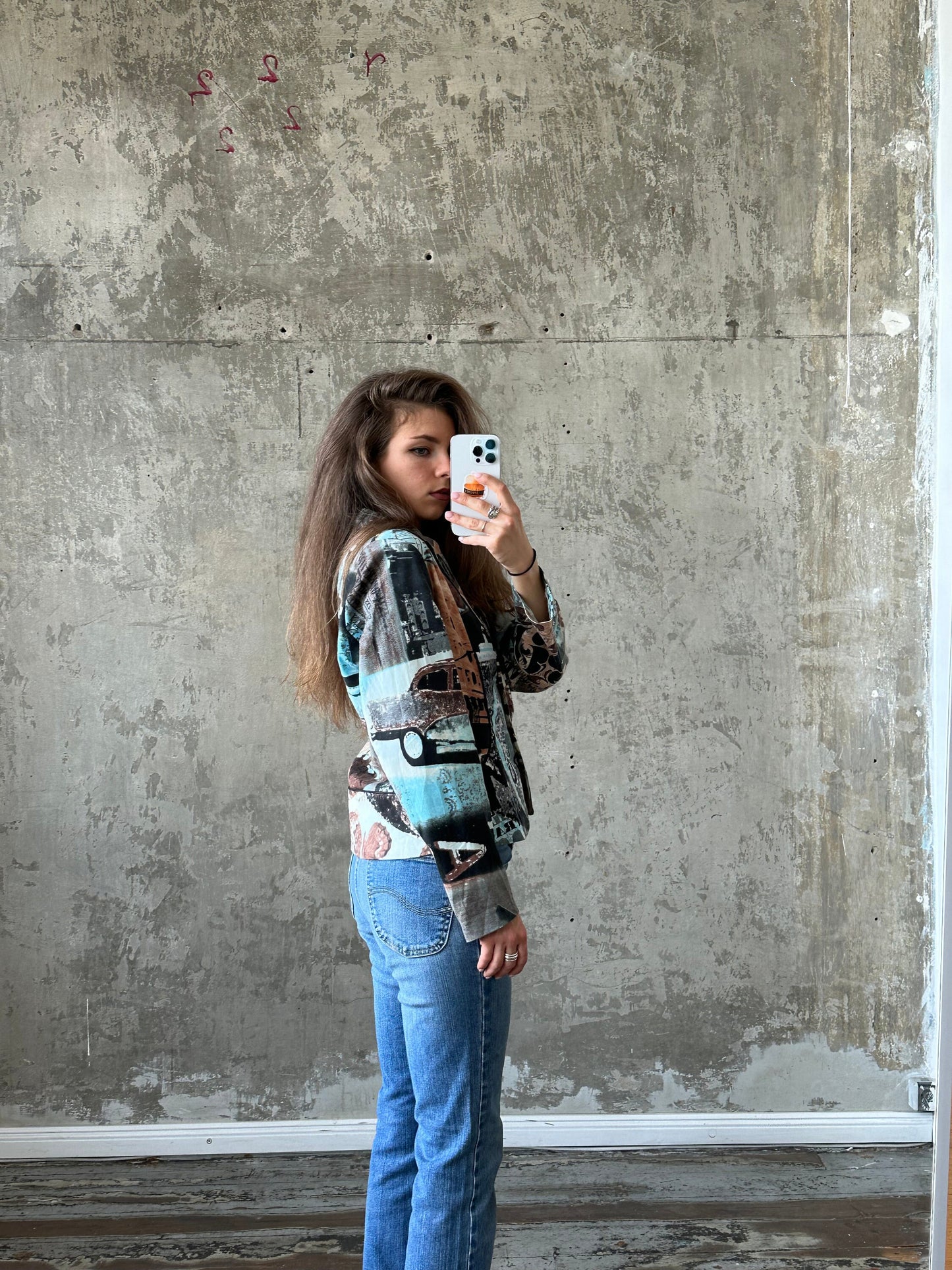 Vintage light blue fitted blazer