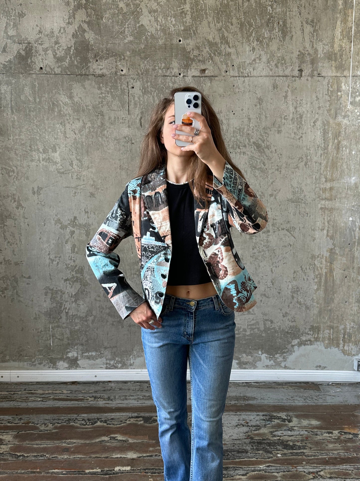 Vintage light blue fitted blazer