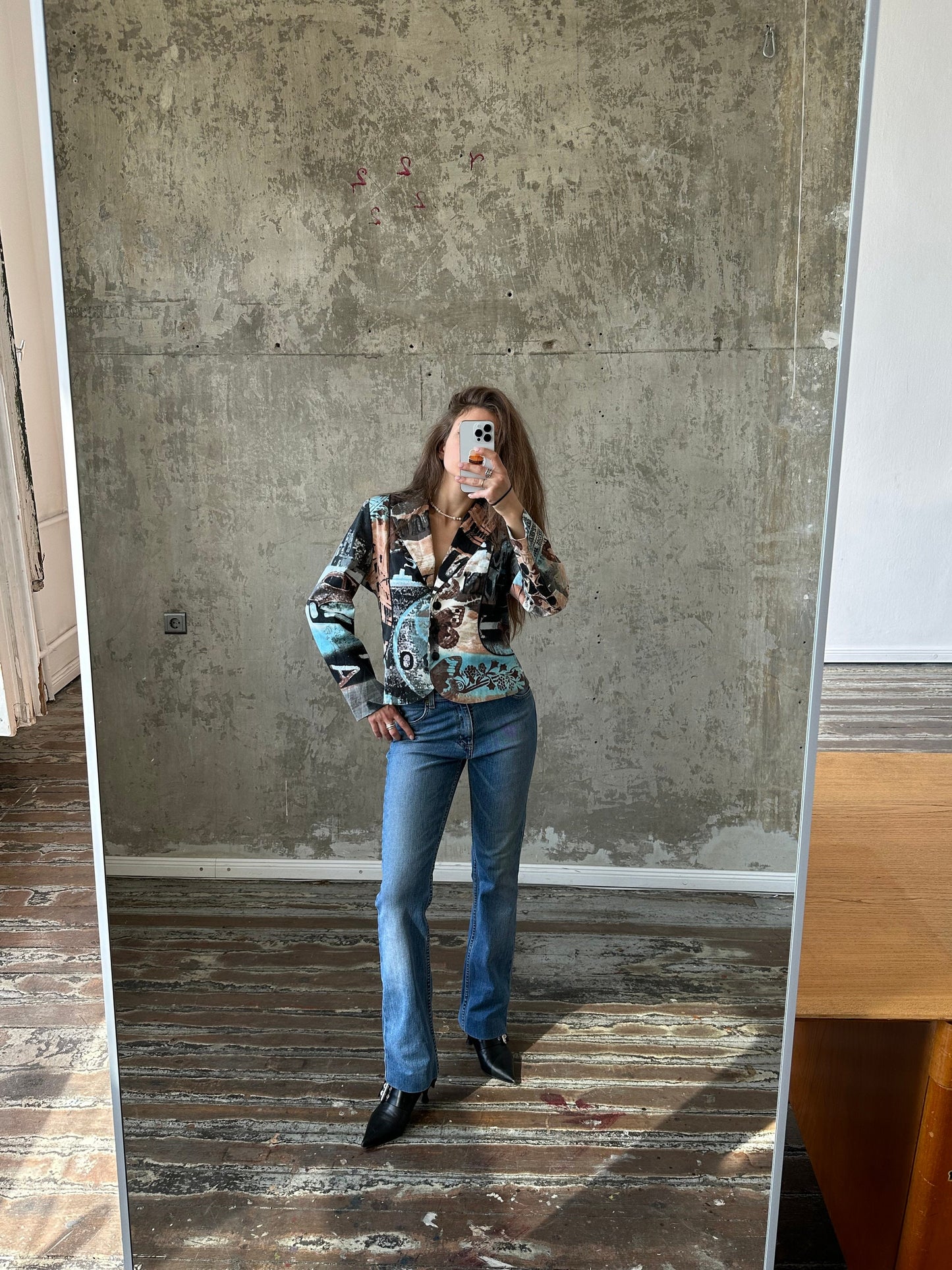Vintage light blue fitted blazer