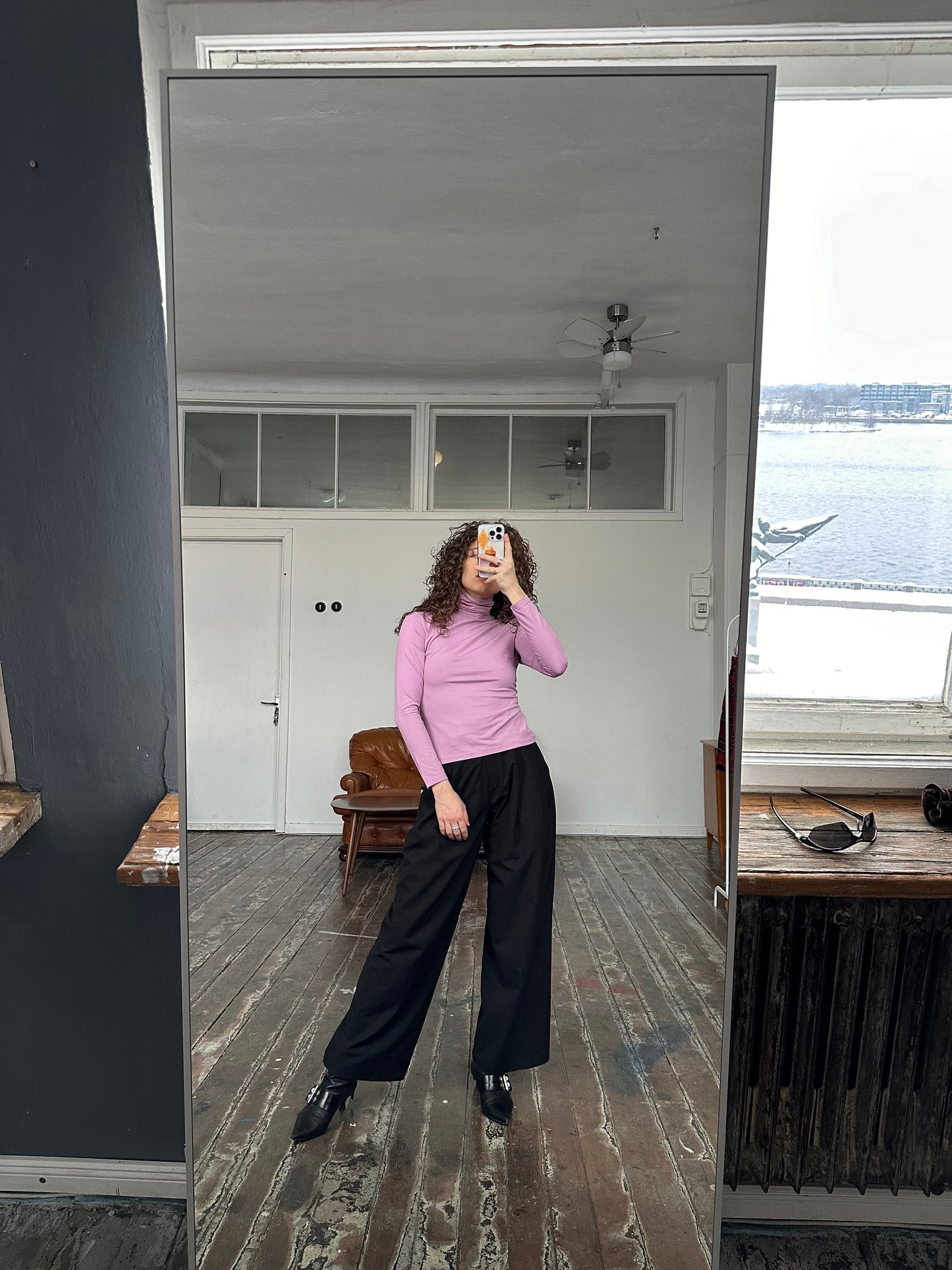 Vintage y2k turtleneck top in purple/pink