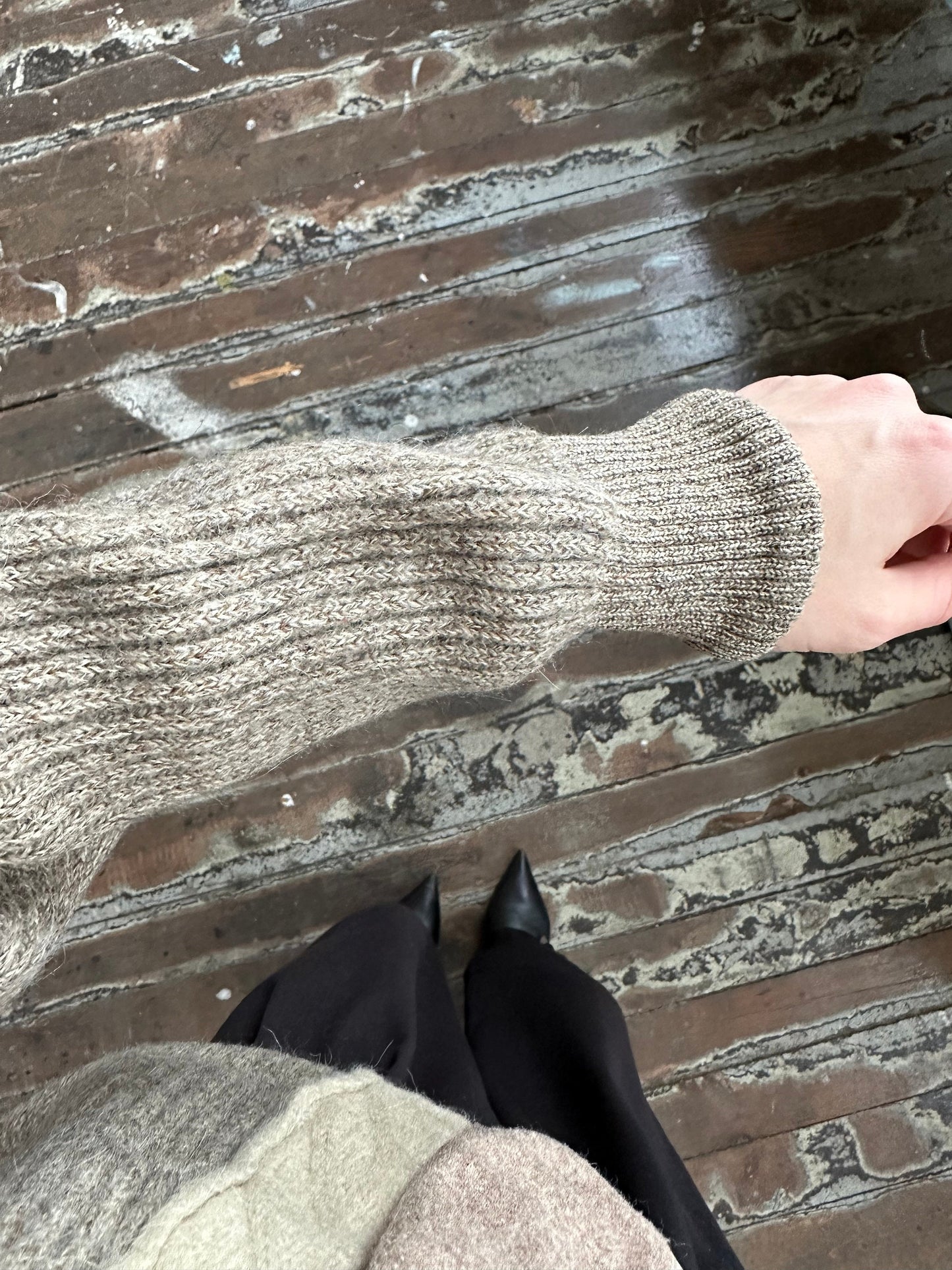 Vintage wool sweatshirt, oversized sweater in beige