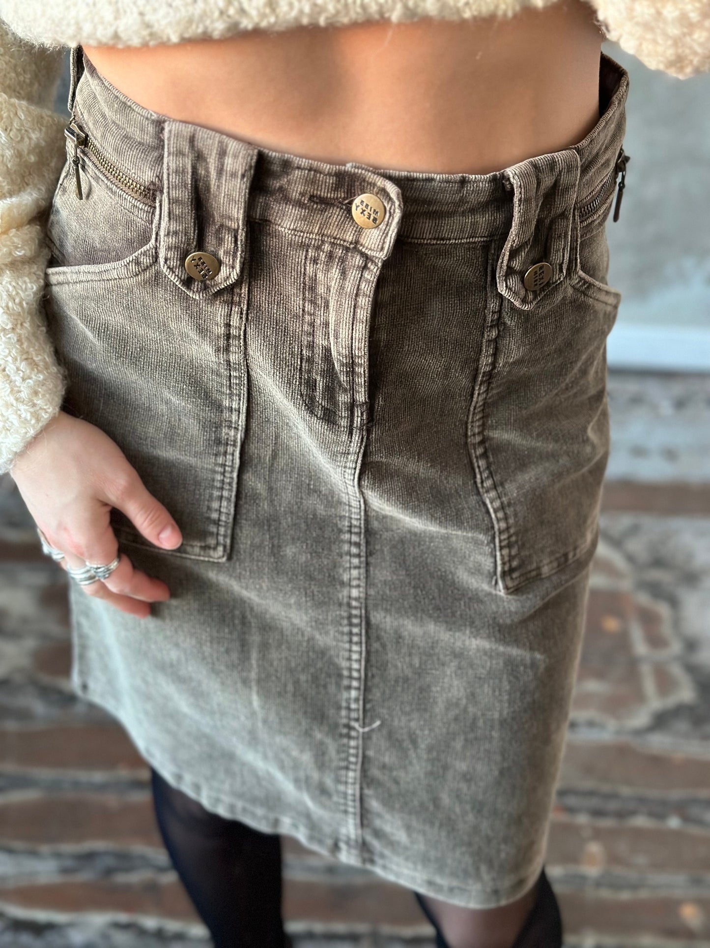 Vintage y2k MISS SEXY midi velvet skirt, distressed skirt