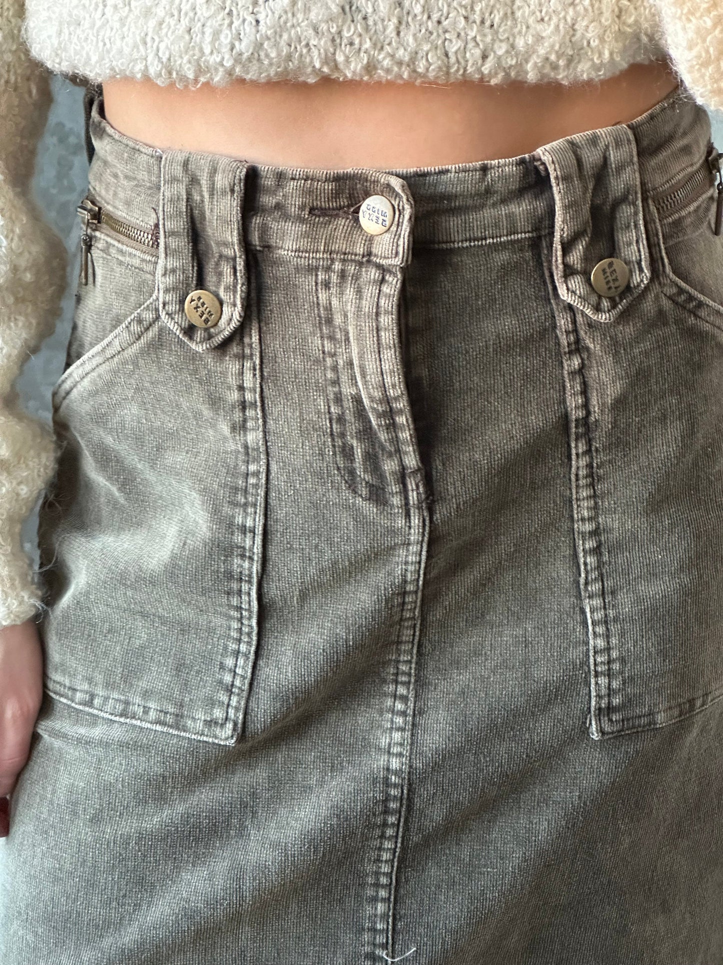 Vintage y2k MISS SEXY midi velvet skirt, distressed skirt