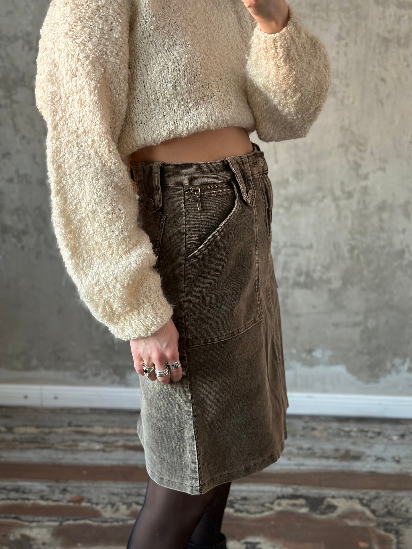 Vintage y2k MISS SEXY midi velvet skirt, distressed skirt