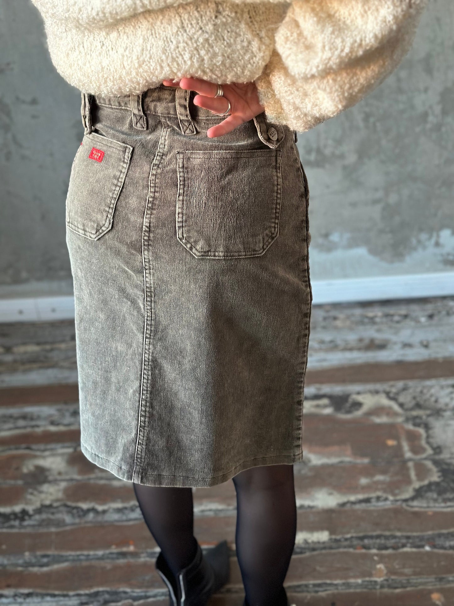 Vintage y2k MISS SEXY midi velvet skirt, distressed skirt