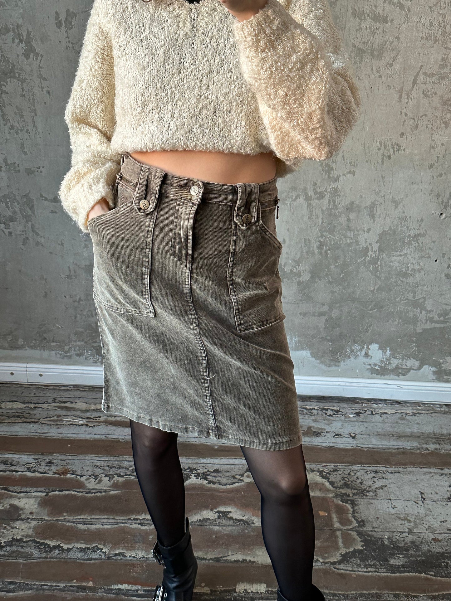 Vintage y2k MISS SEXY midi velvet skirt, distressed skirt