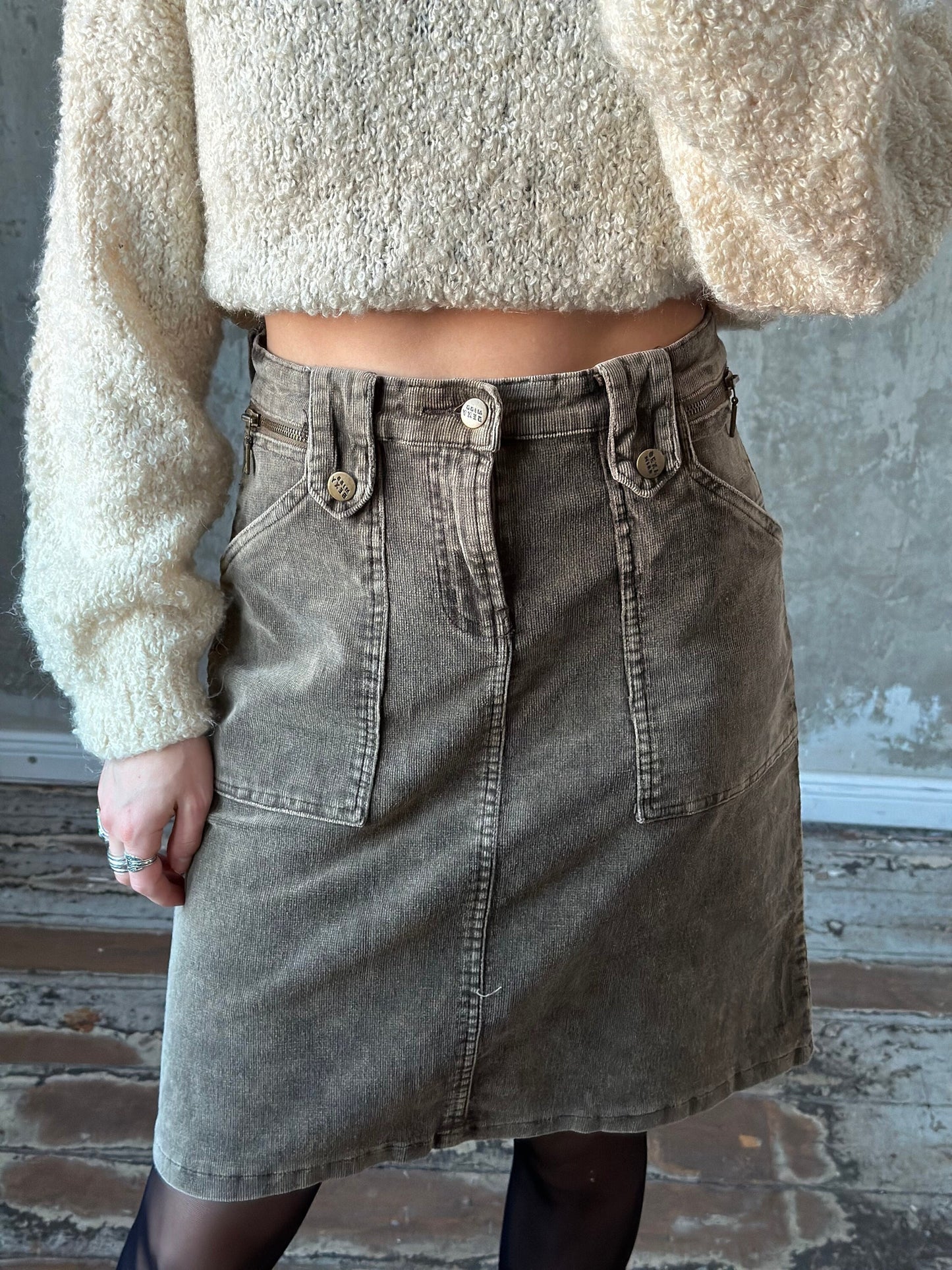 Vintage y2k MISS SEXY midi velvet skirt, distressed skirt