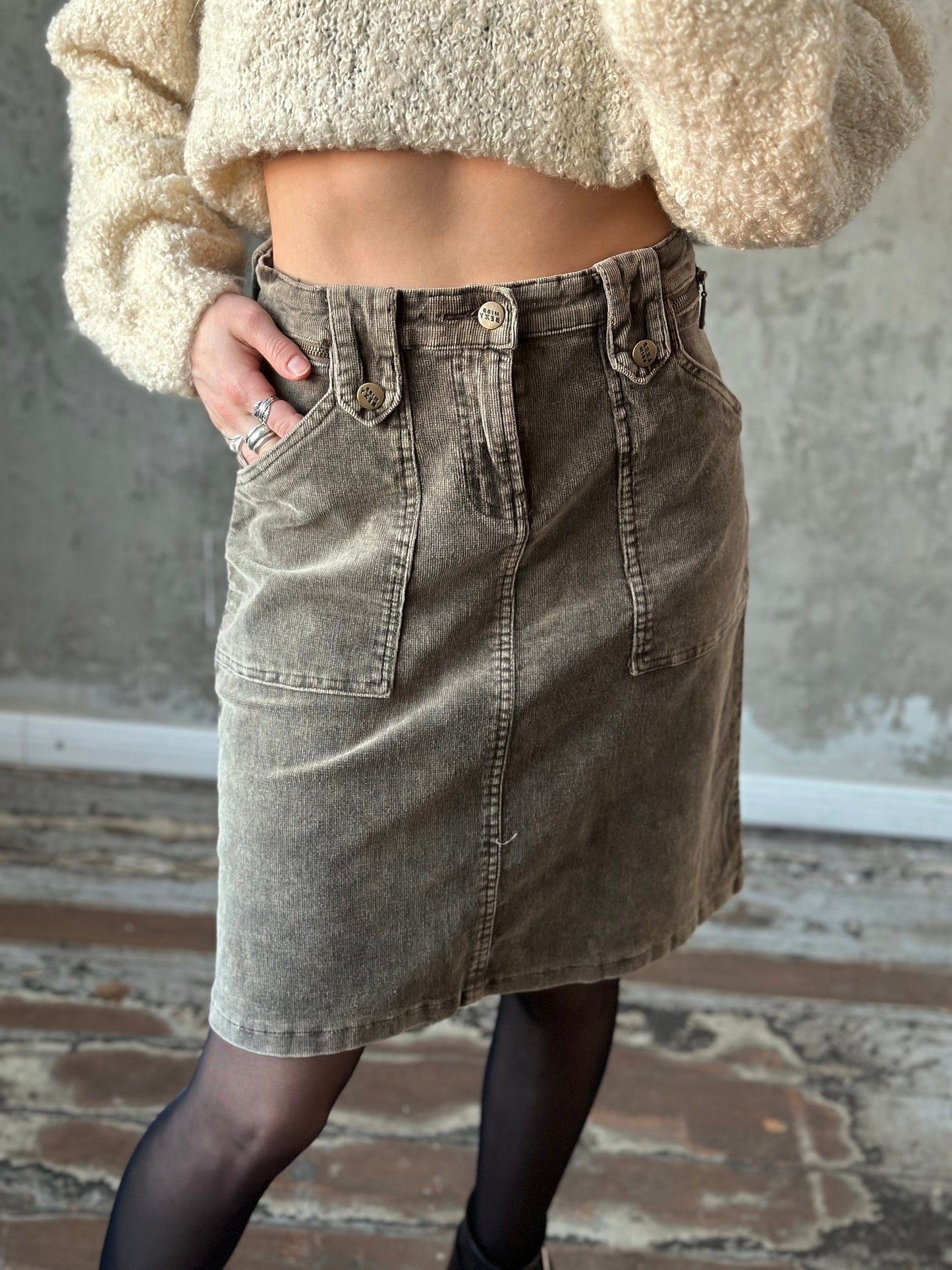 Vintage y2k MISS SEXY midi velvet skirt, distressed skirt