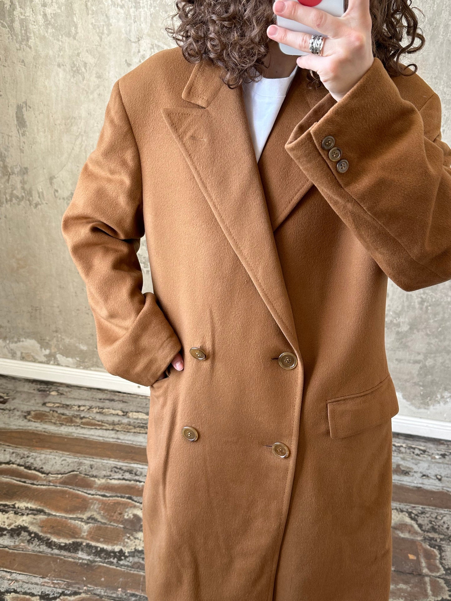 Vintage oversized beige long coat, wool coat
