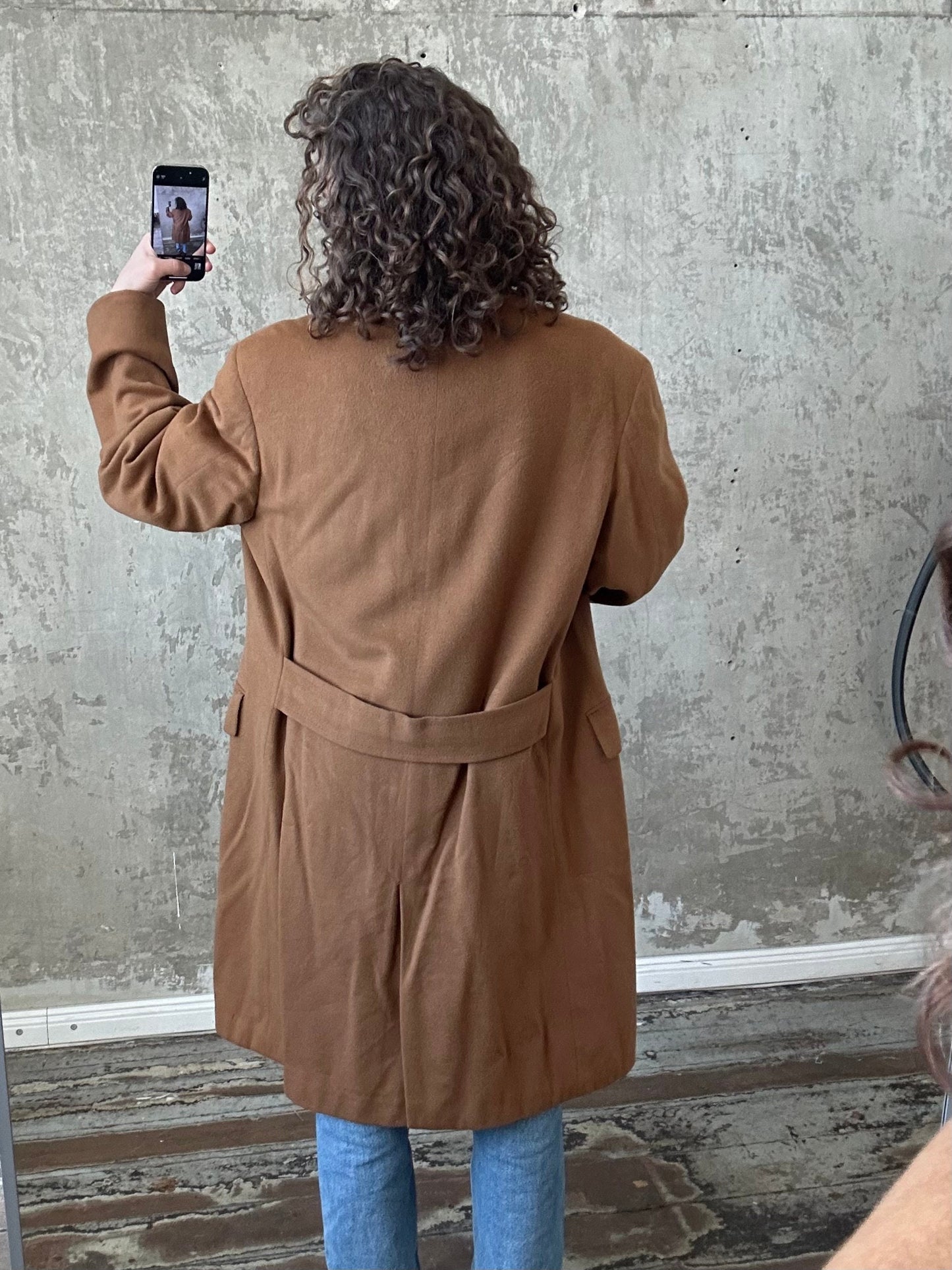 Vintage oversized beige long coat, wool coat