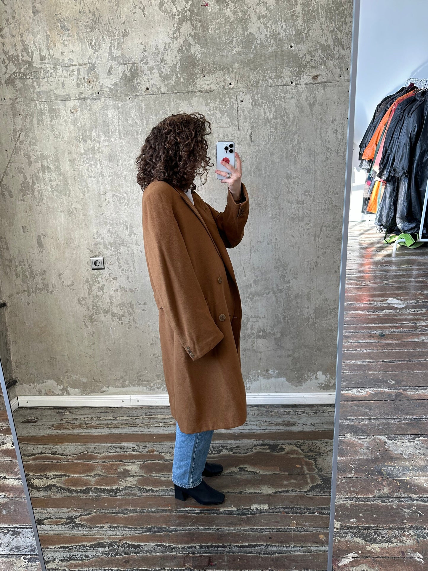 Vintage oversized beige long coat, wool coat