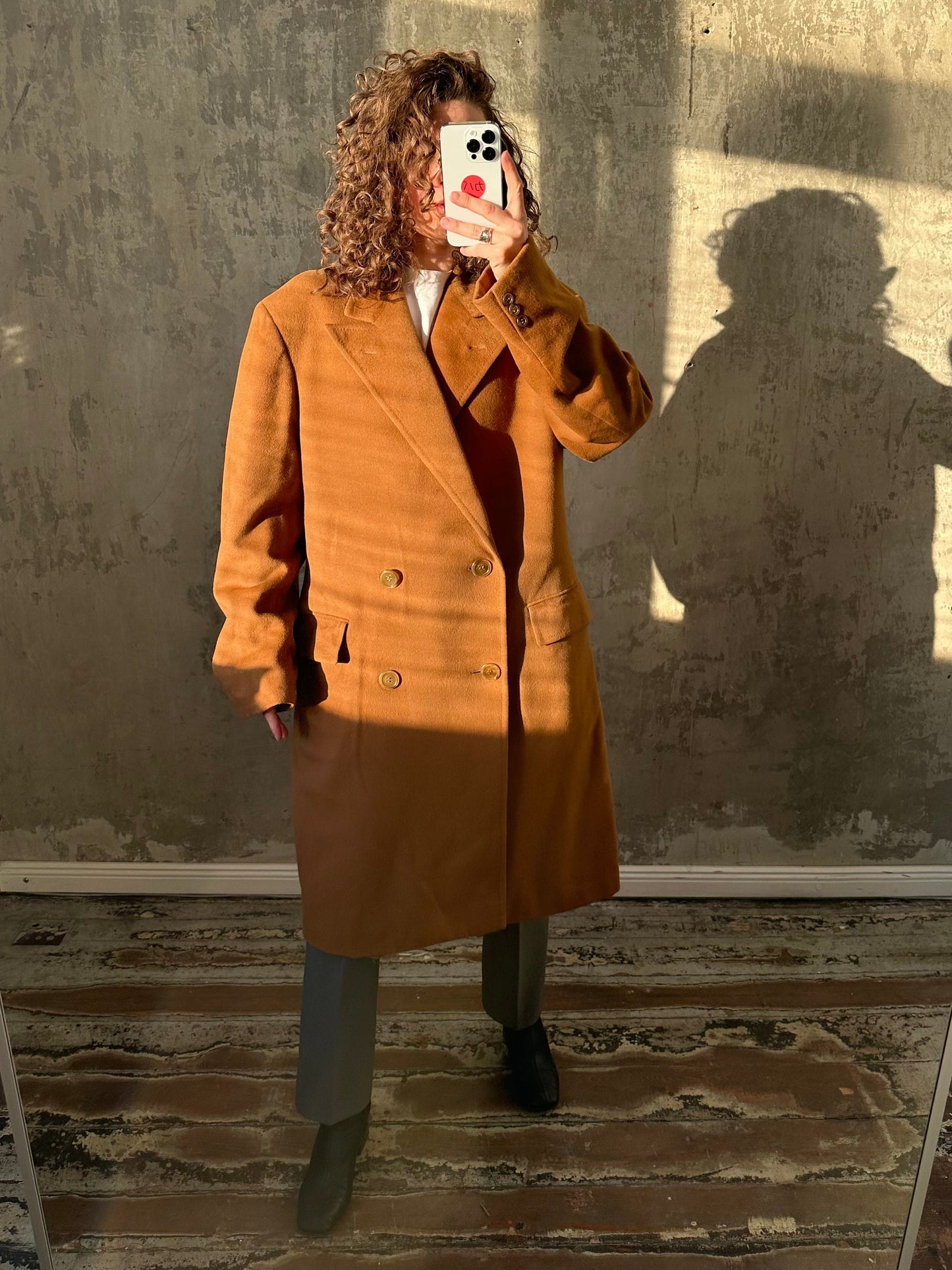 Vintage oversized beige long coat, wool coat