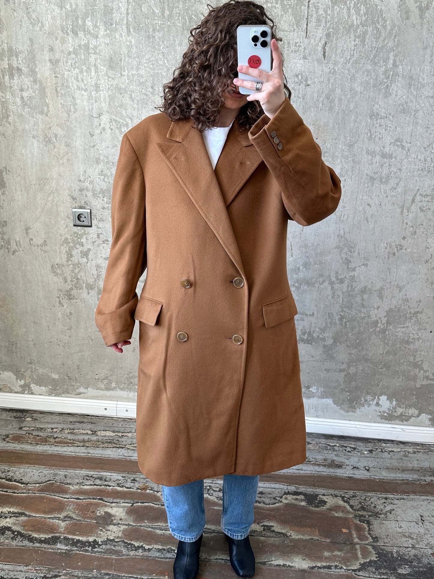 Vintage oversized beige long coat, wool coat