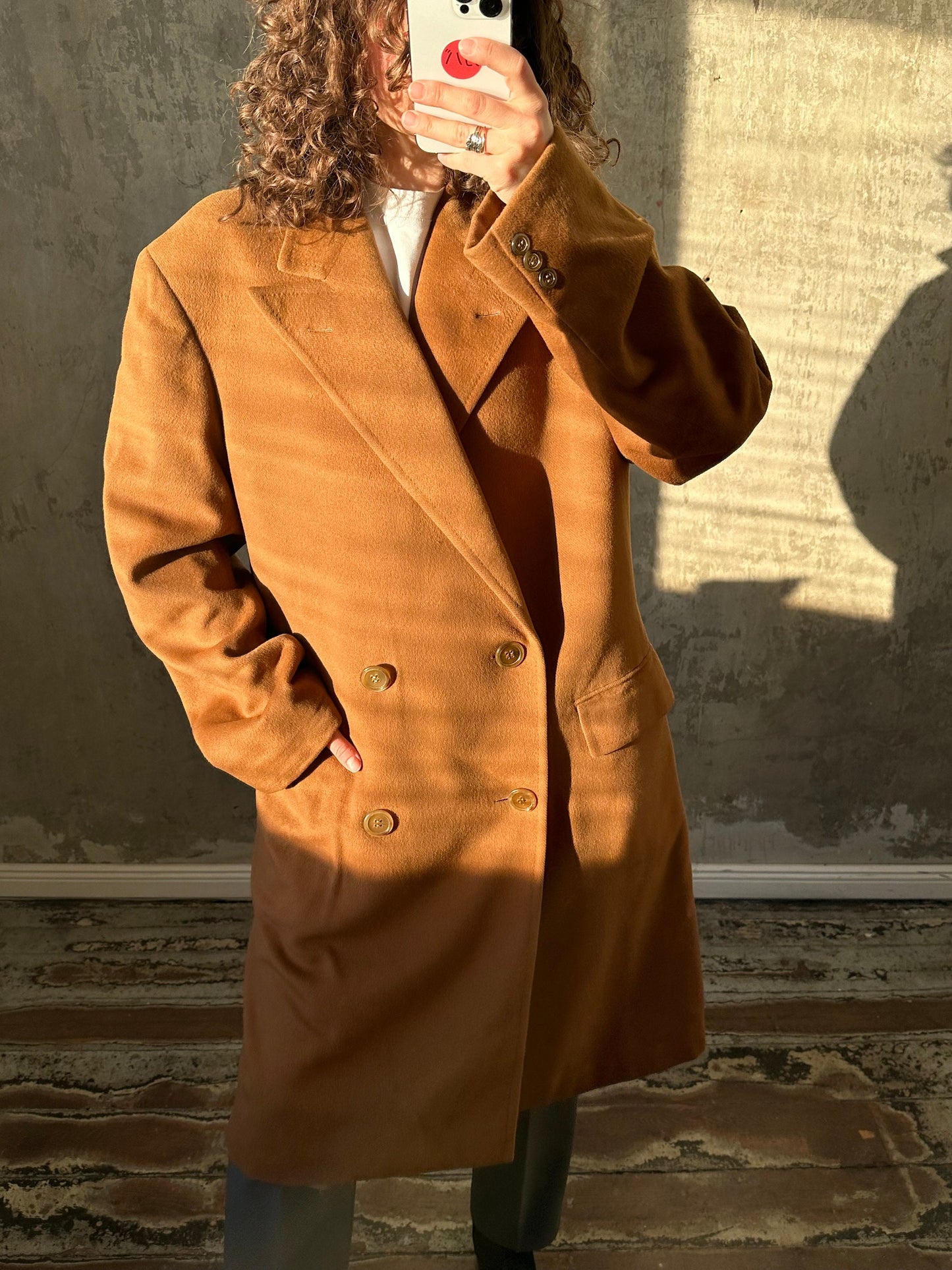Vintage oversized beige long coat, wool coat