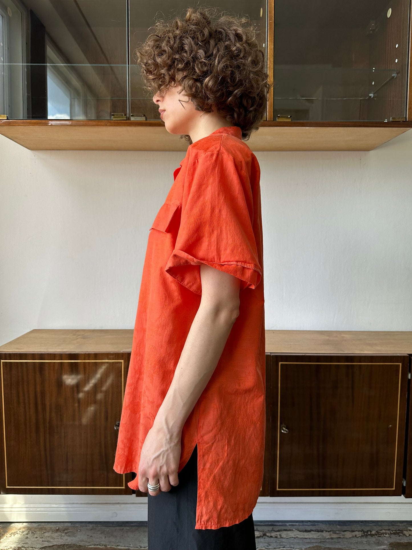 Vintage women blouse in orange, oversized blouse