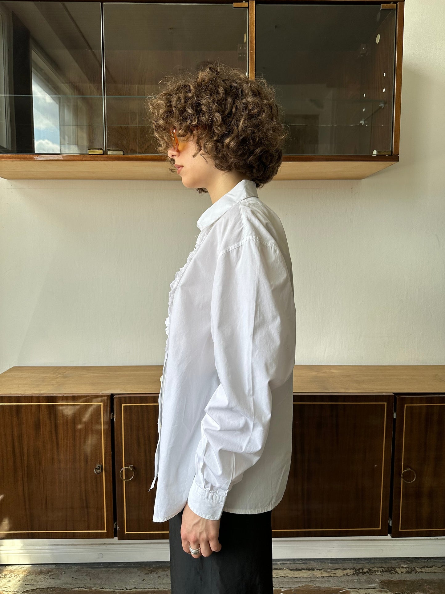 Vintage collared women's blouse in white