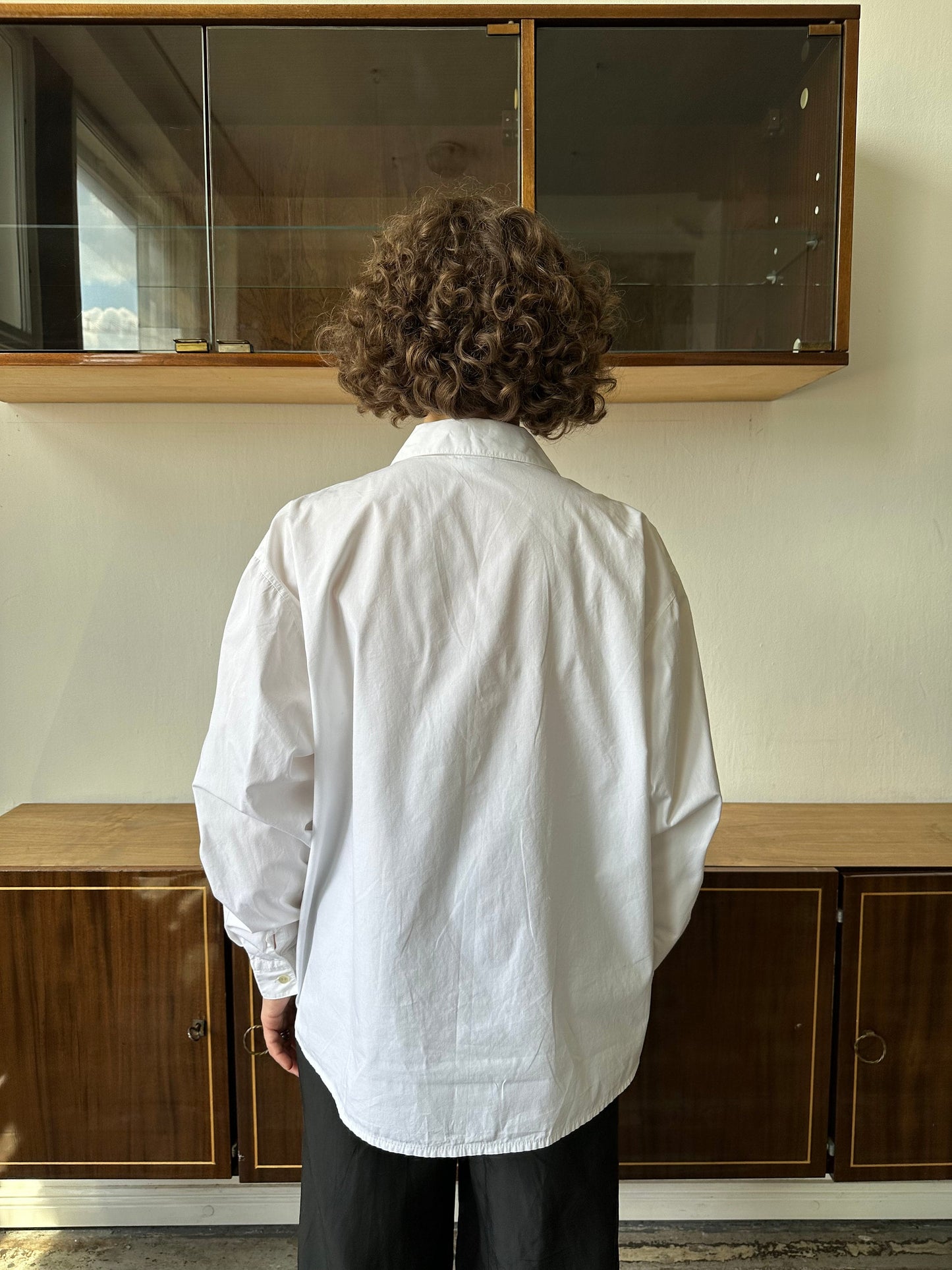 Vintage collared women's blouse in white