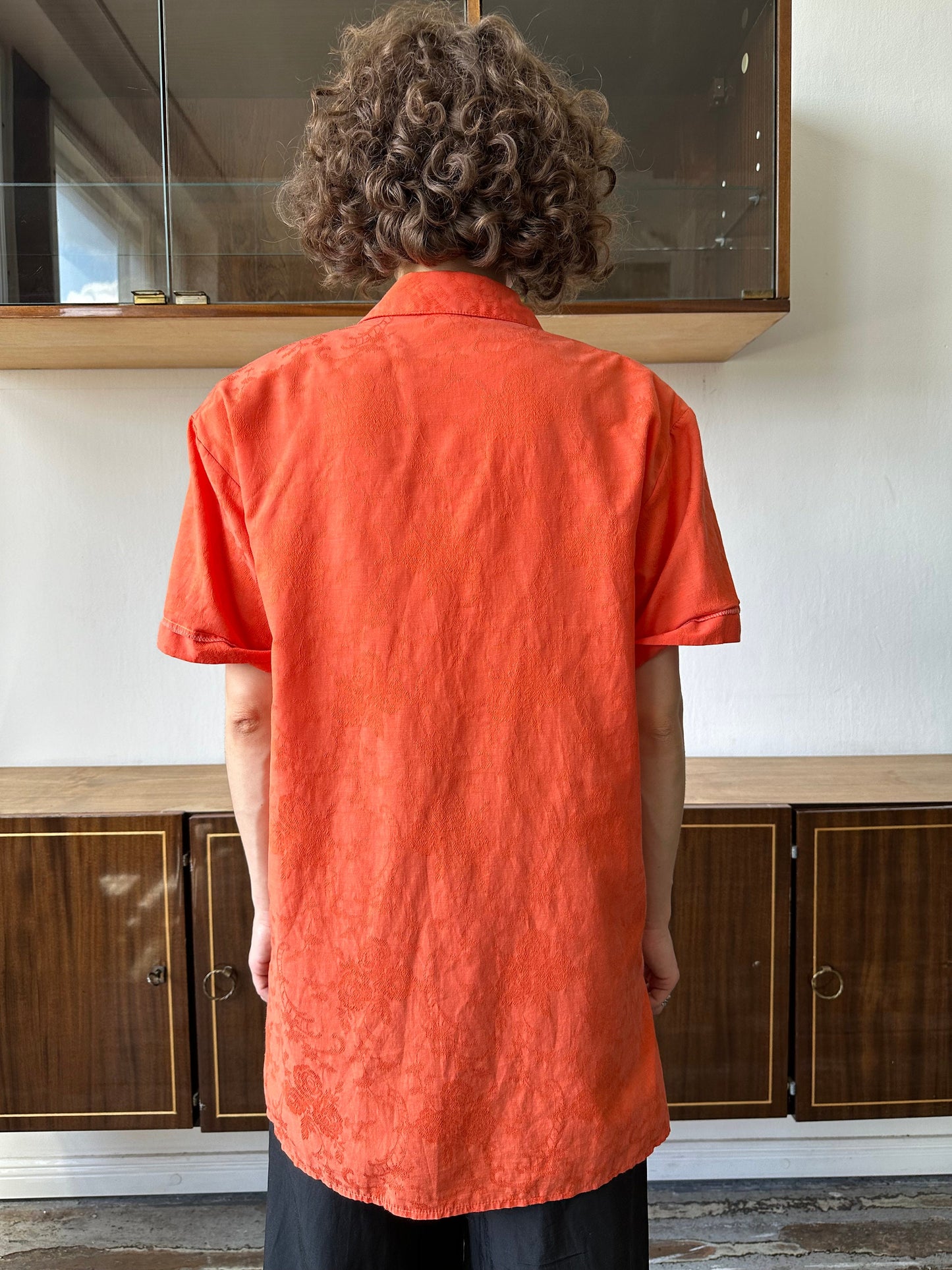 Vintage women blouse in orange, oversized blouse
