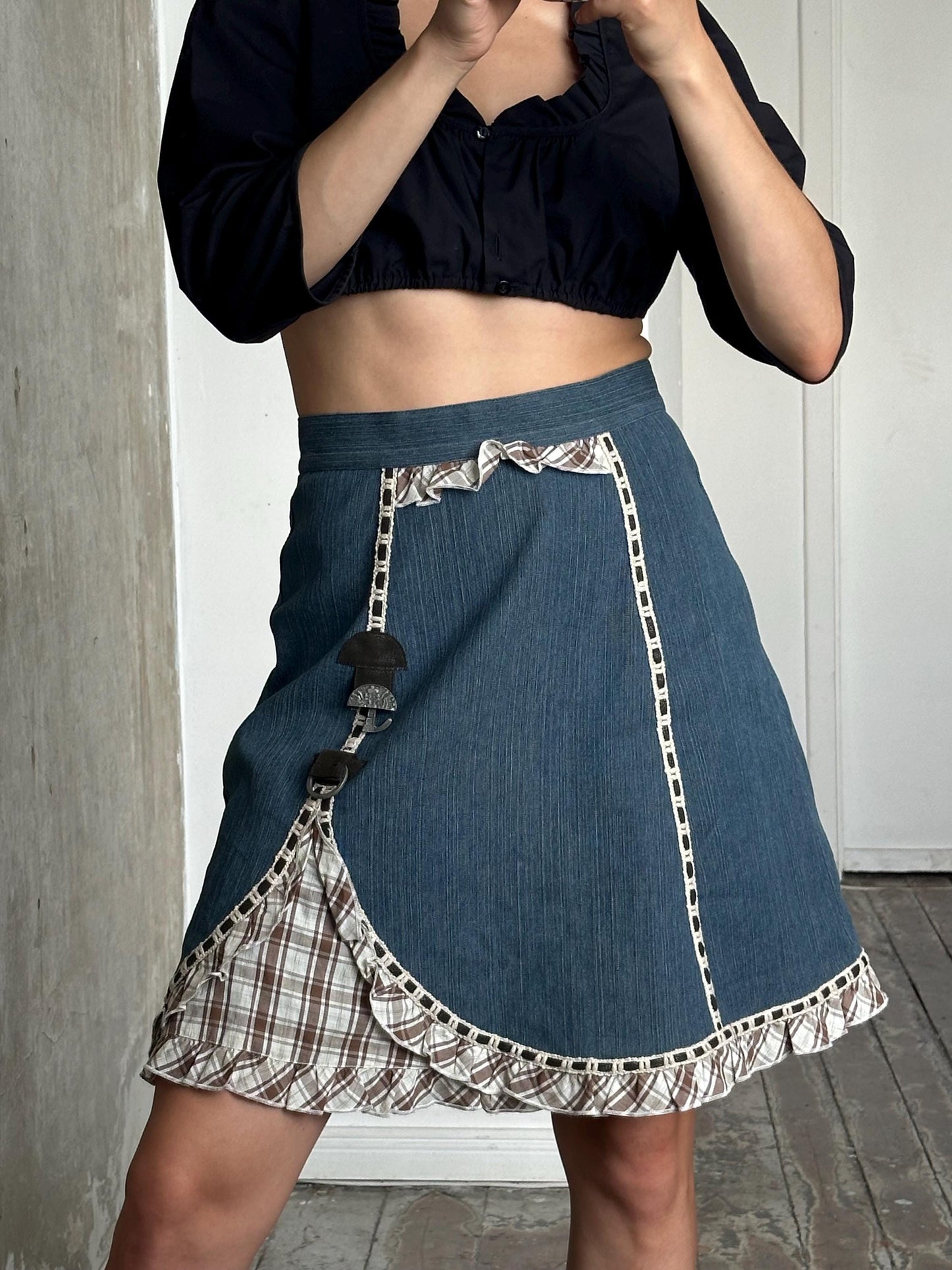 Vintage 80s midi denim skirt