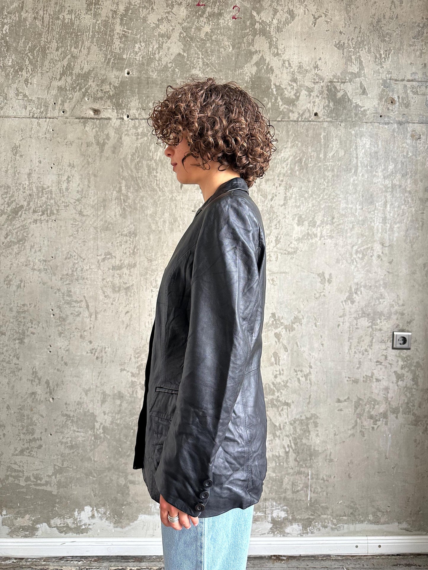 Vintage 90s leather jacket in black, leather blazer