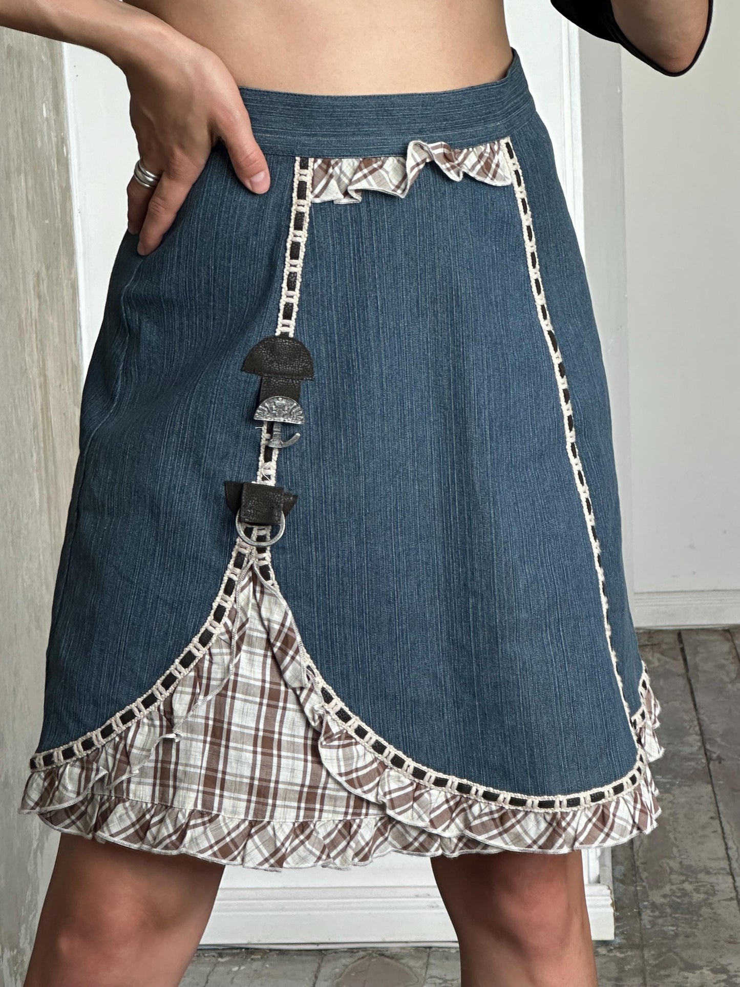 Vintage 80s midi denim skirt