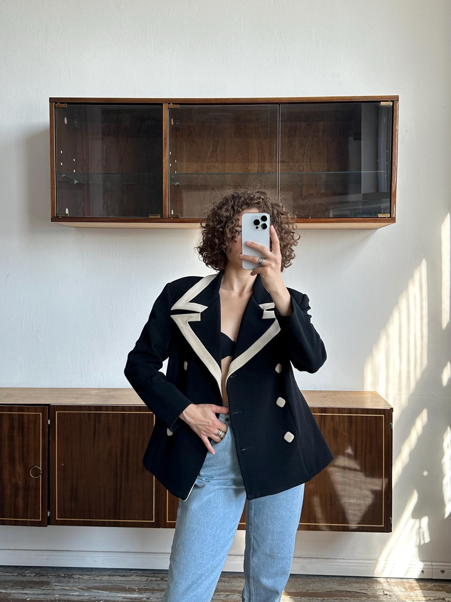 Vintage classic checkered patterned blazer