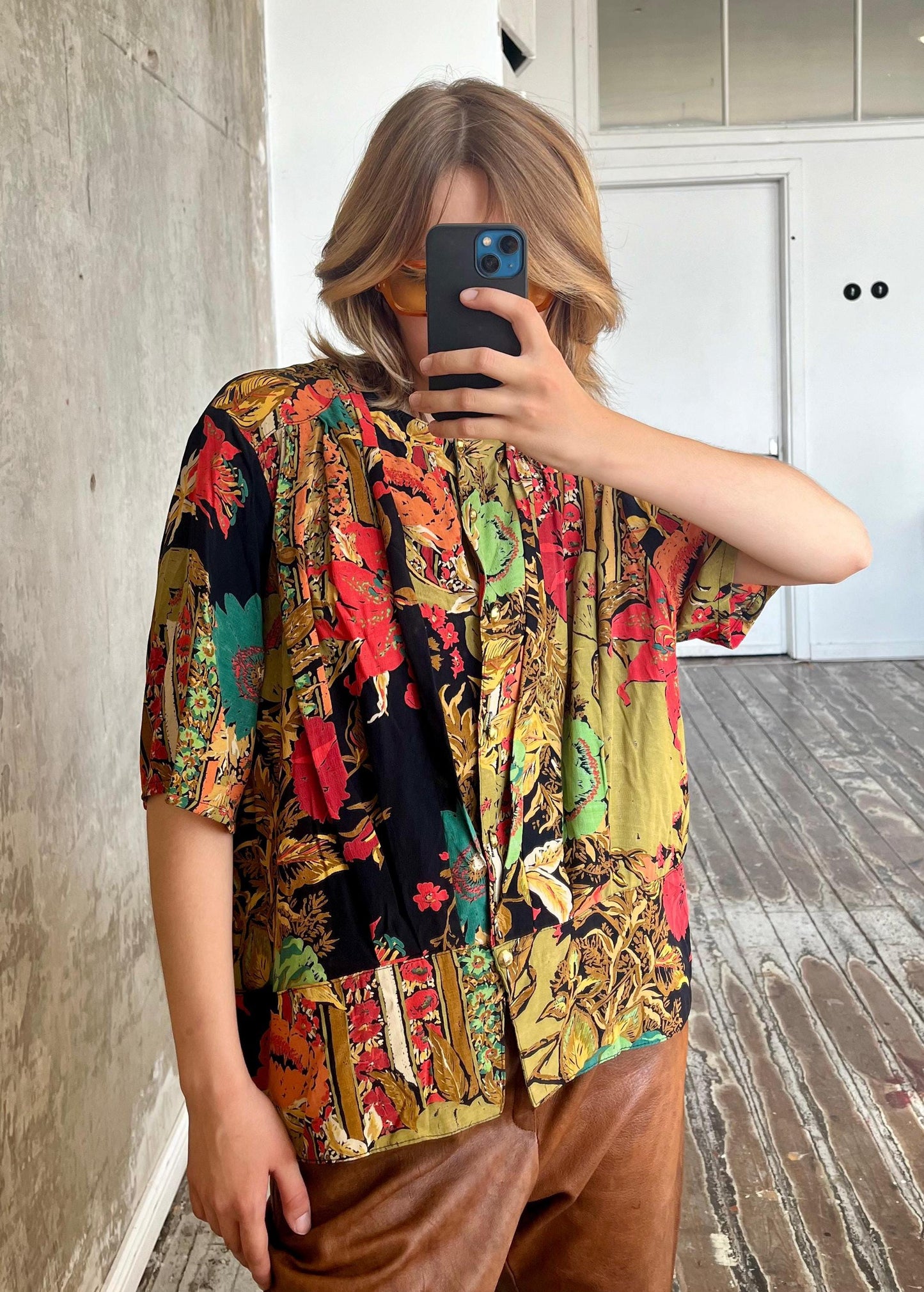 80s vintage multi color blouse