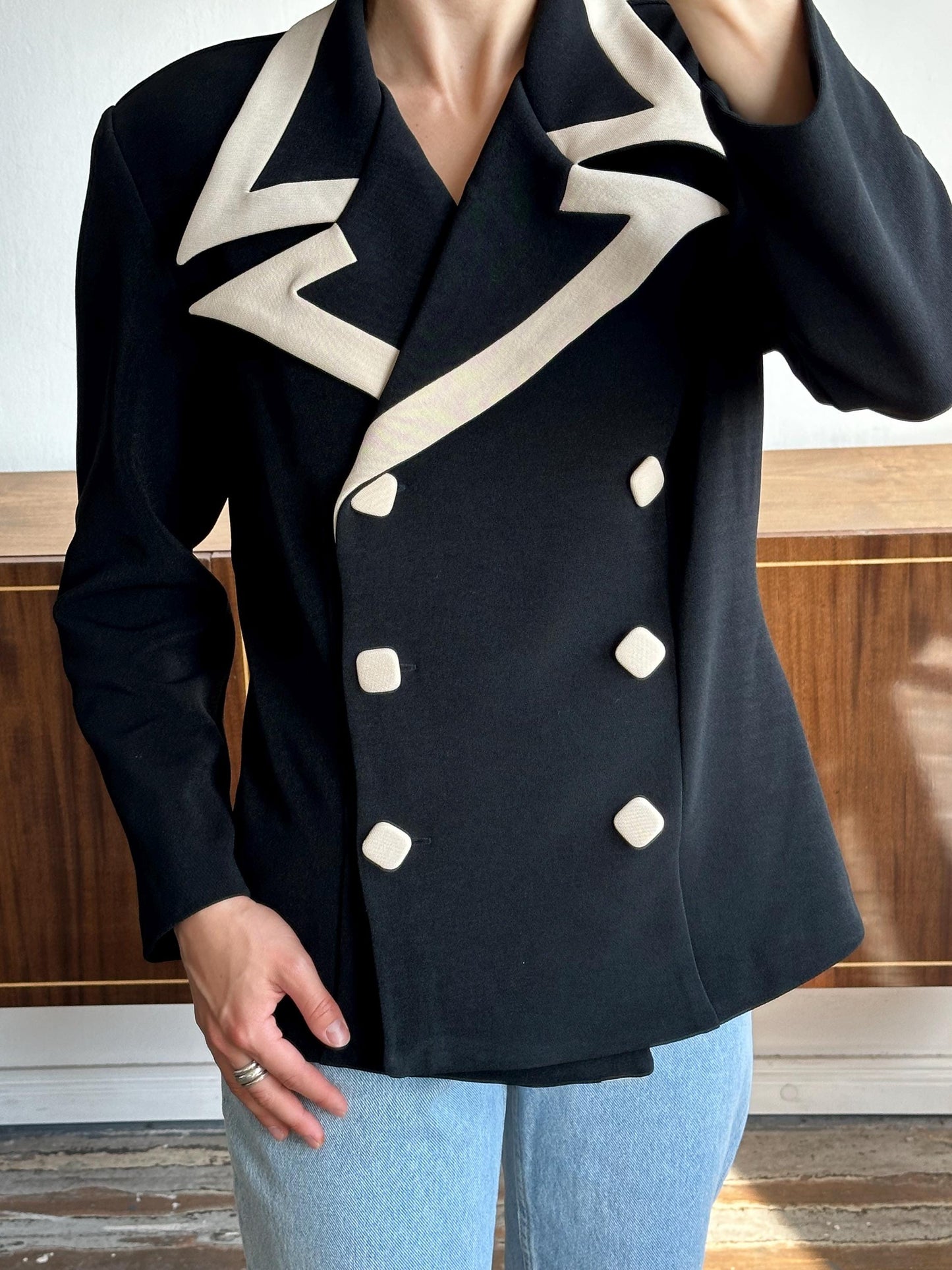 Vintage classic checkered patterned blazer