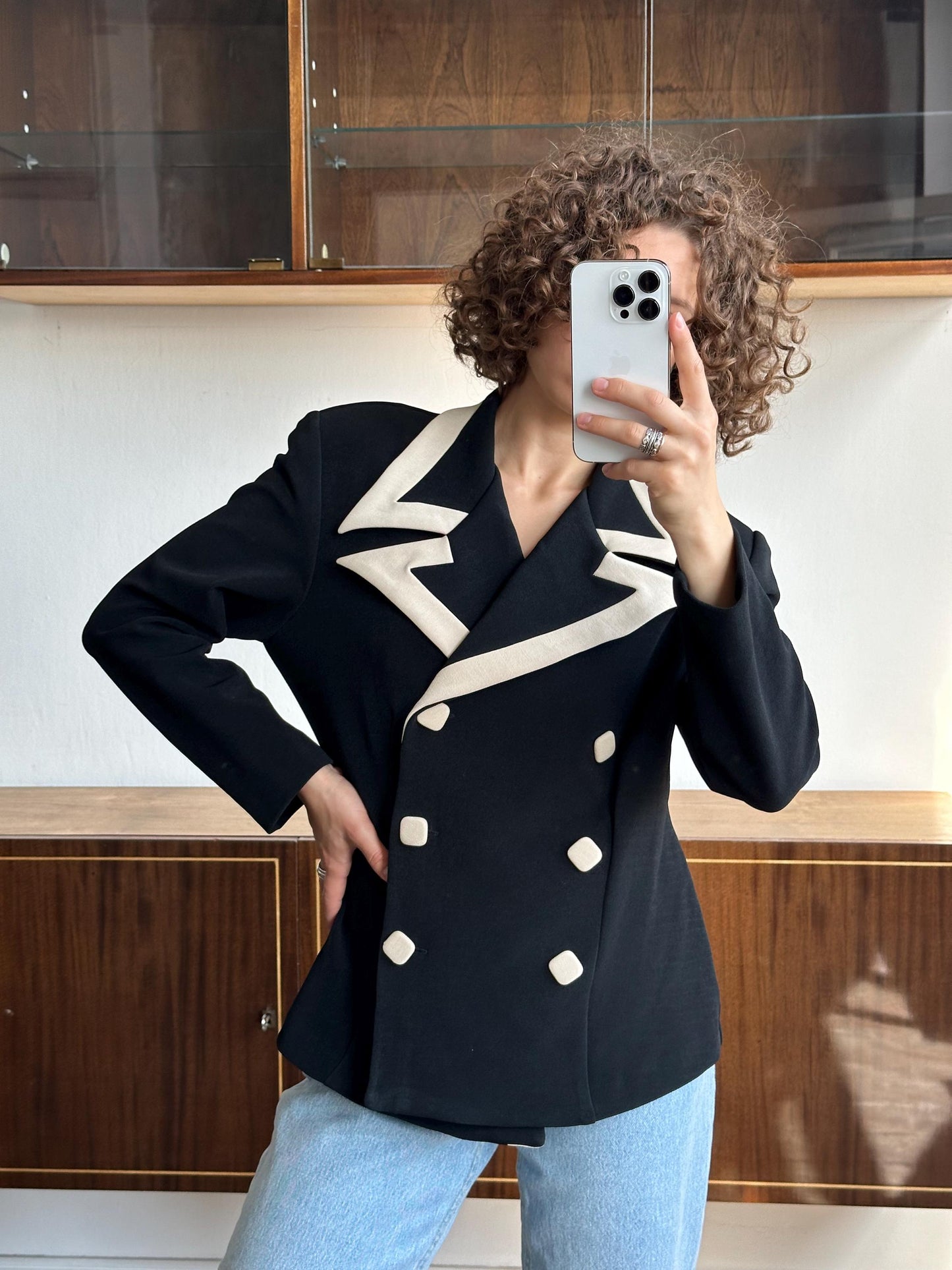 Vintage classic checkered patterned blazer