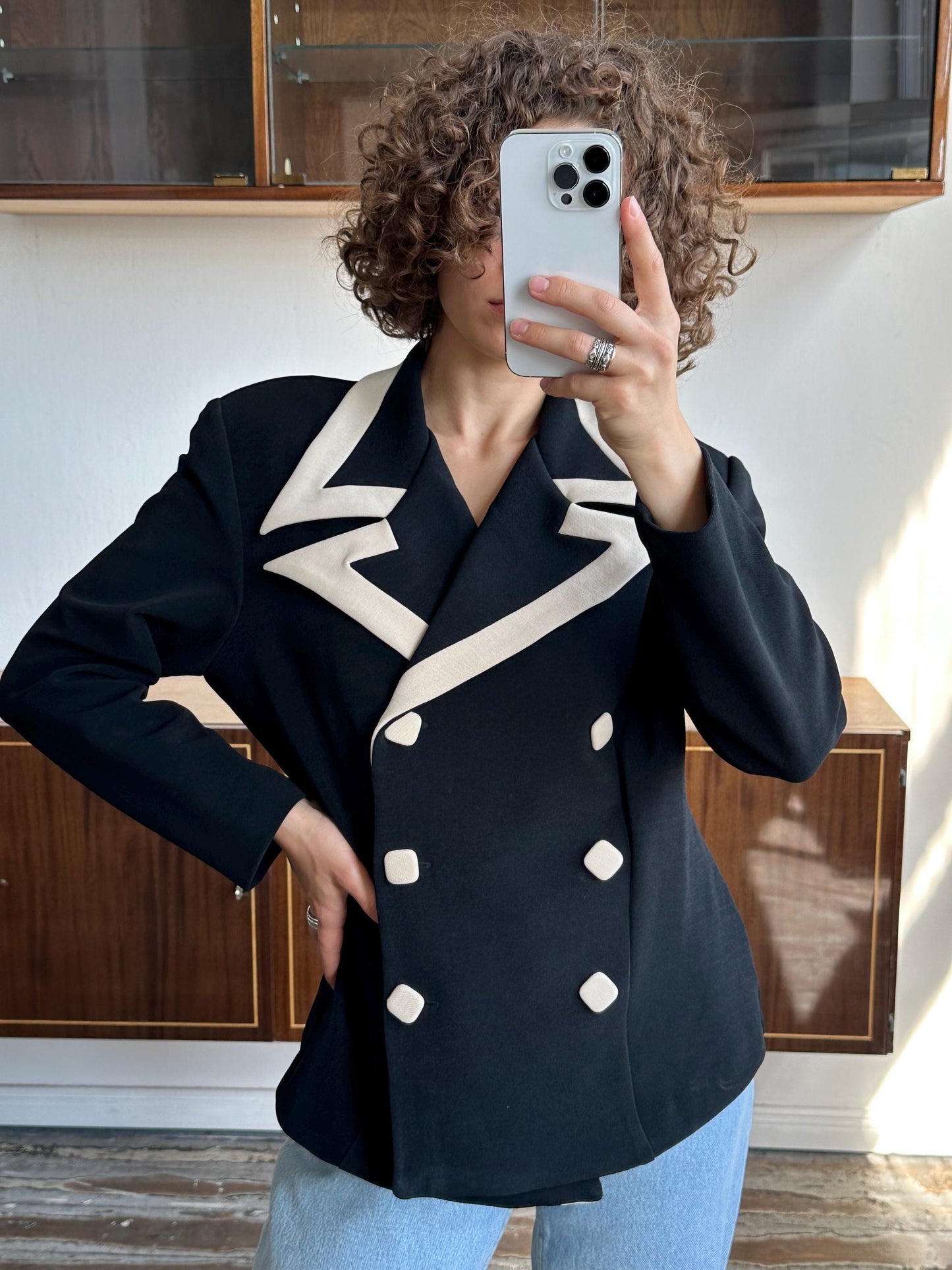 Vintage classic checkered patterned blazer