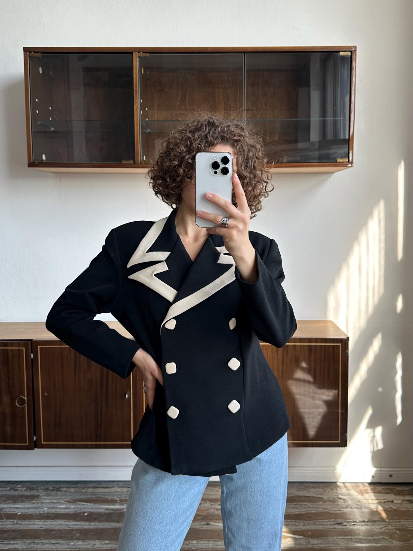 Vintage classic checkered patterned blazer