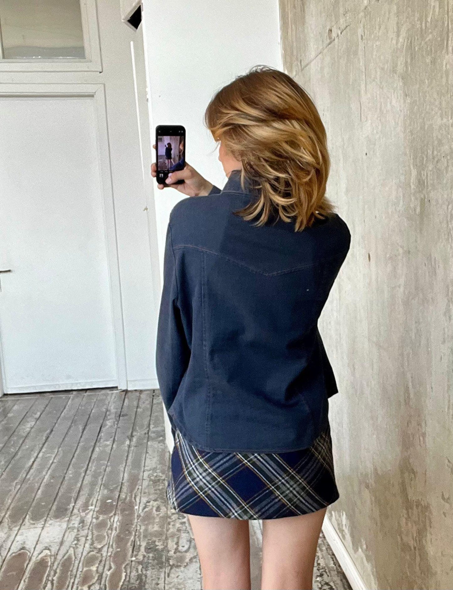 Vintage denim long sleeved blouse in blue