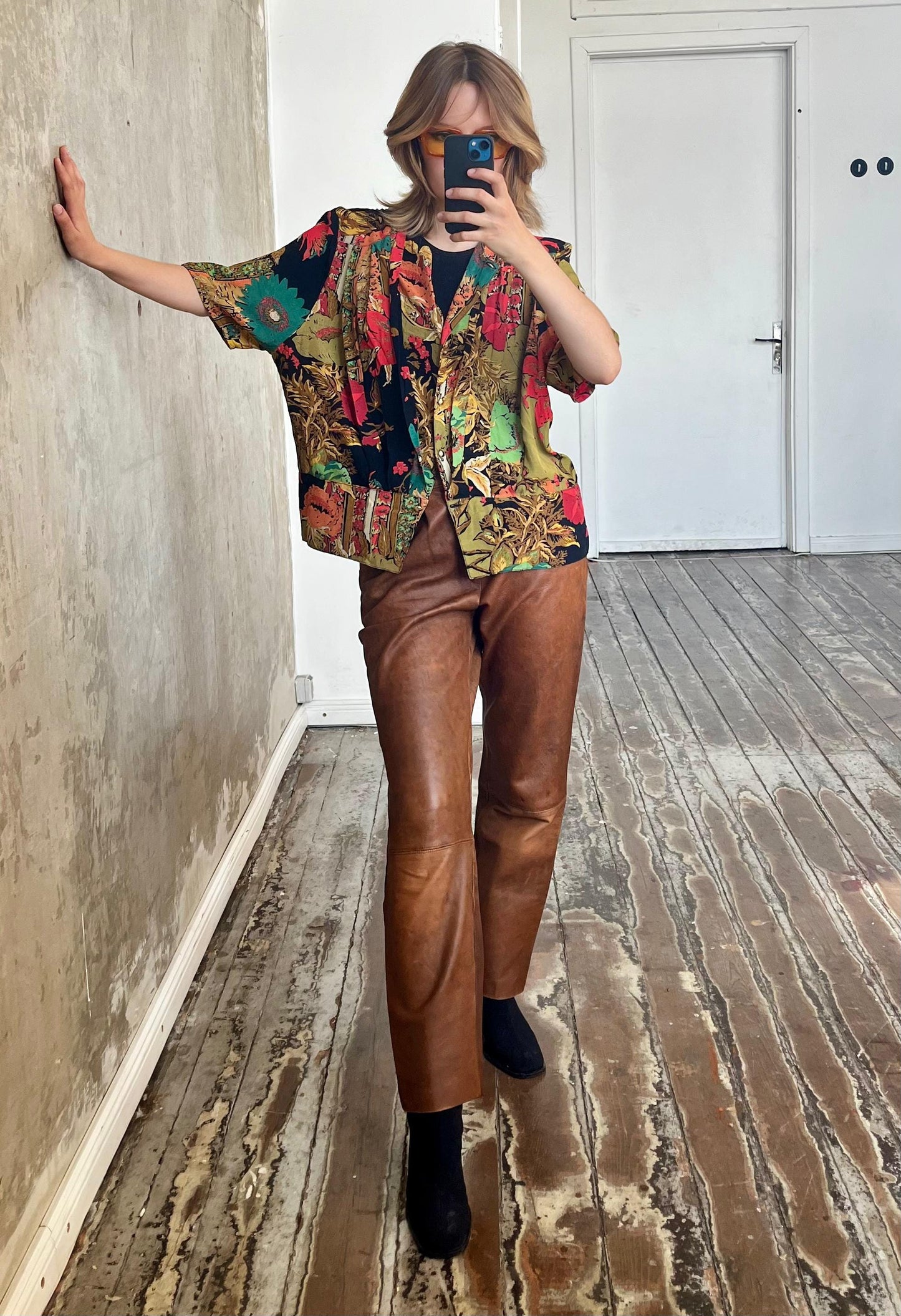 80s vintage multi color blouse