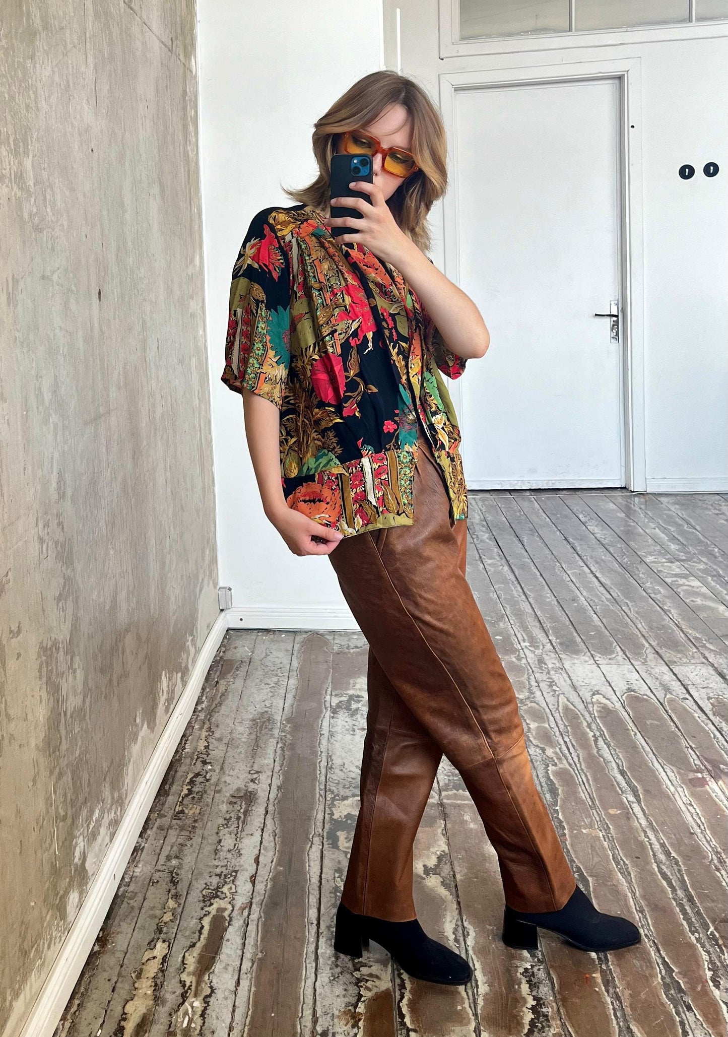 80s vintage multi color blouse
