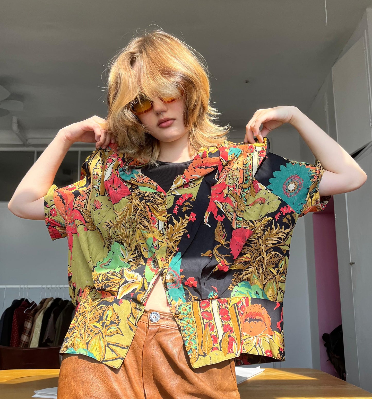 80s vintage multi color blouse