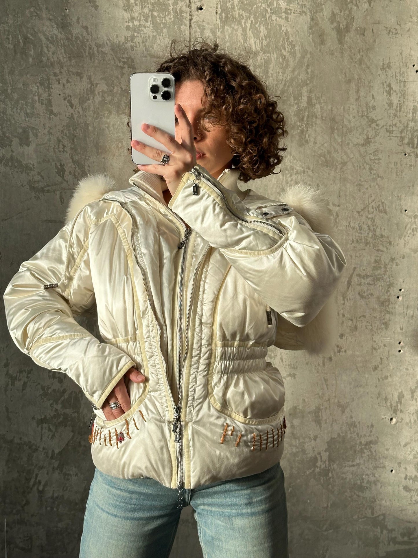 JOHN GALLIANO white down puffer jacket