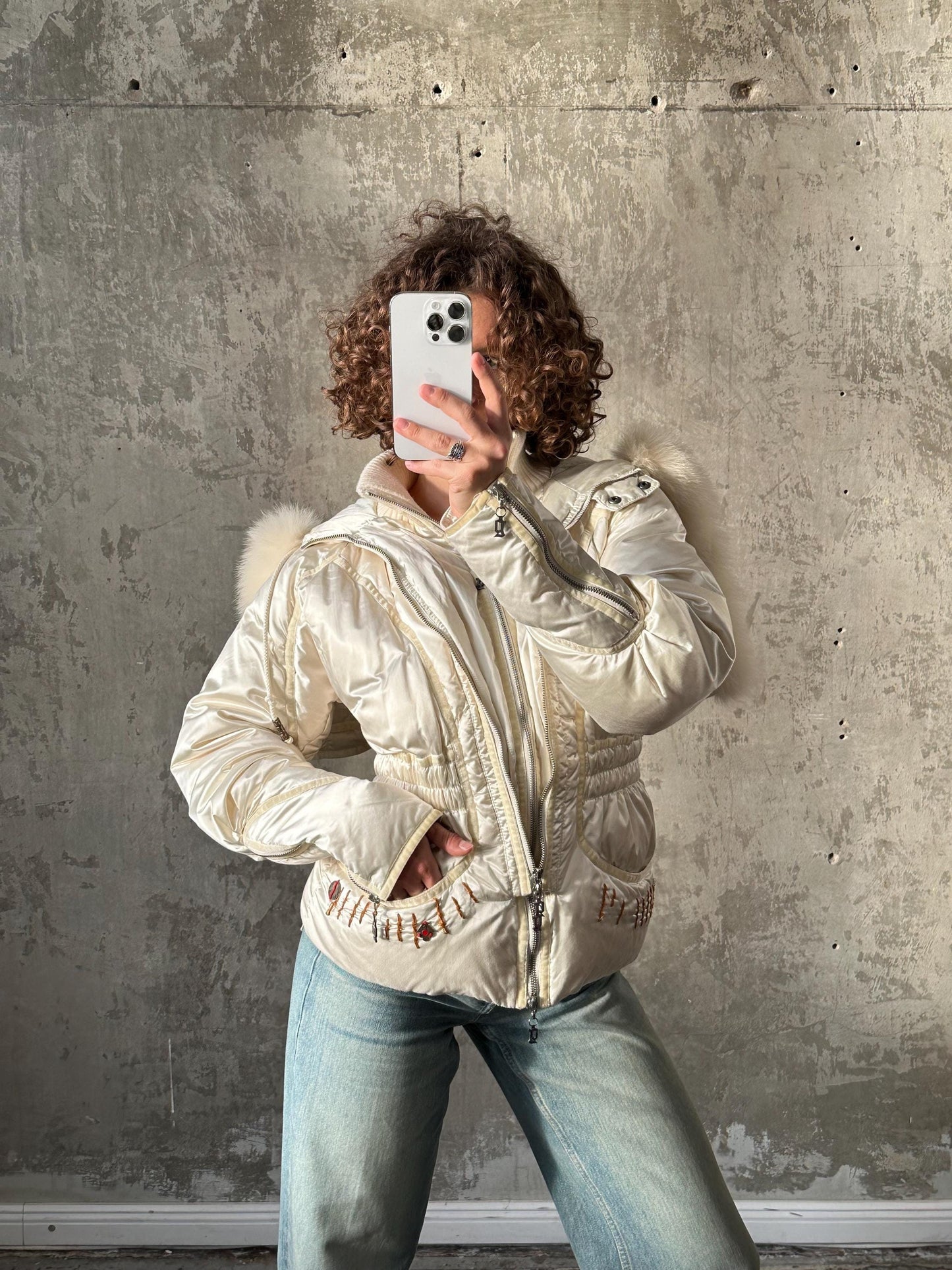 JOHN GALLIANO white down puffer jacket