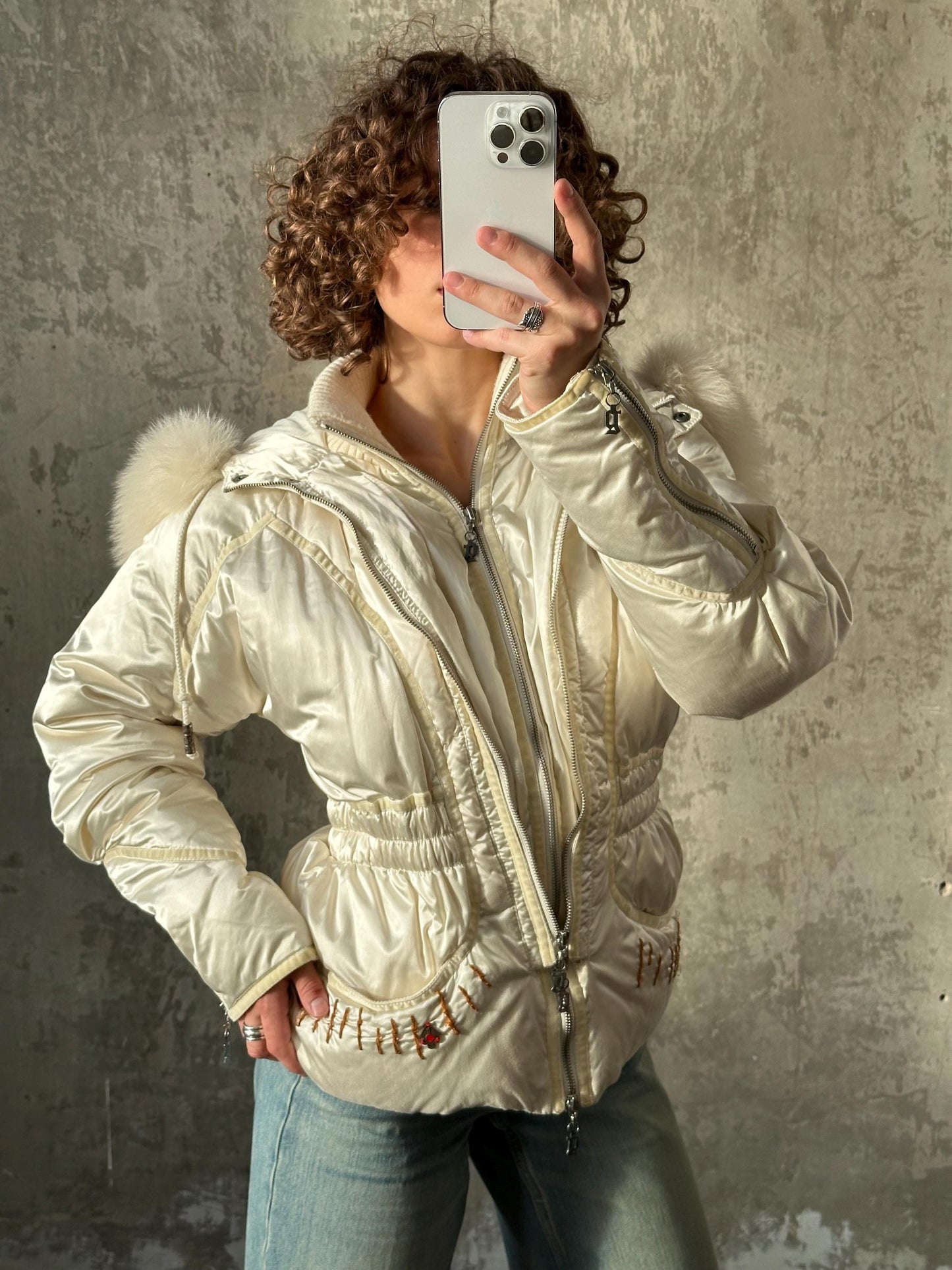 JOHN GALLIANO white down puffer jacket