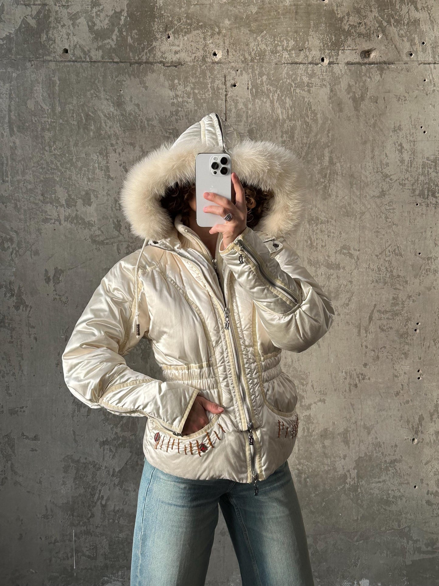 JOHN GALLIANO white down puffer jacket
