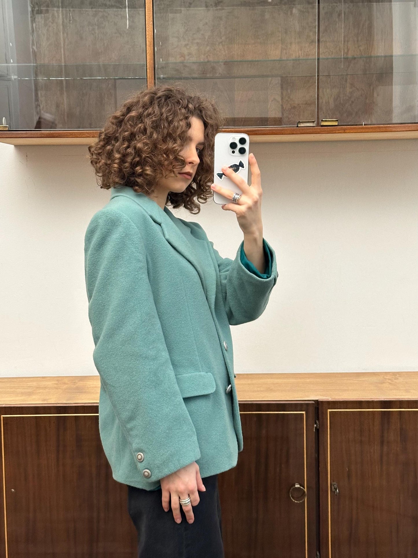 Vintage 90s wool blazer in blue (aquamarine)