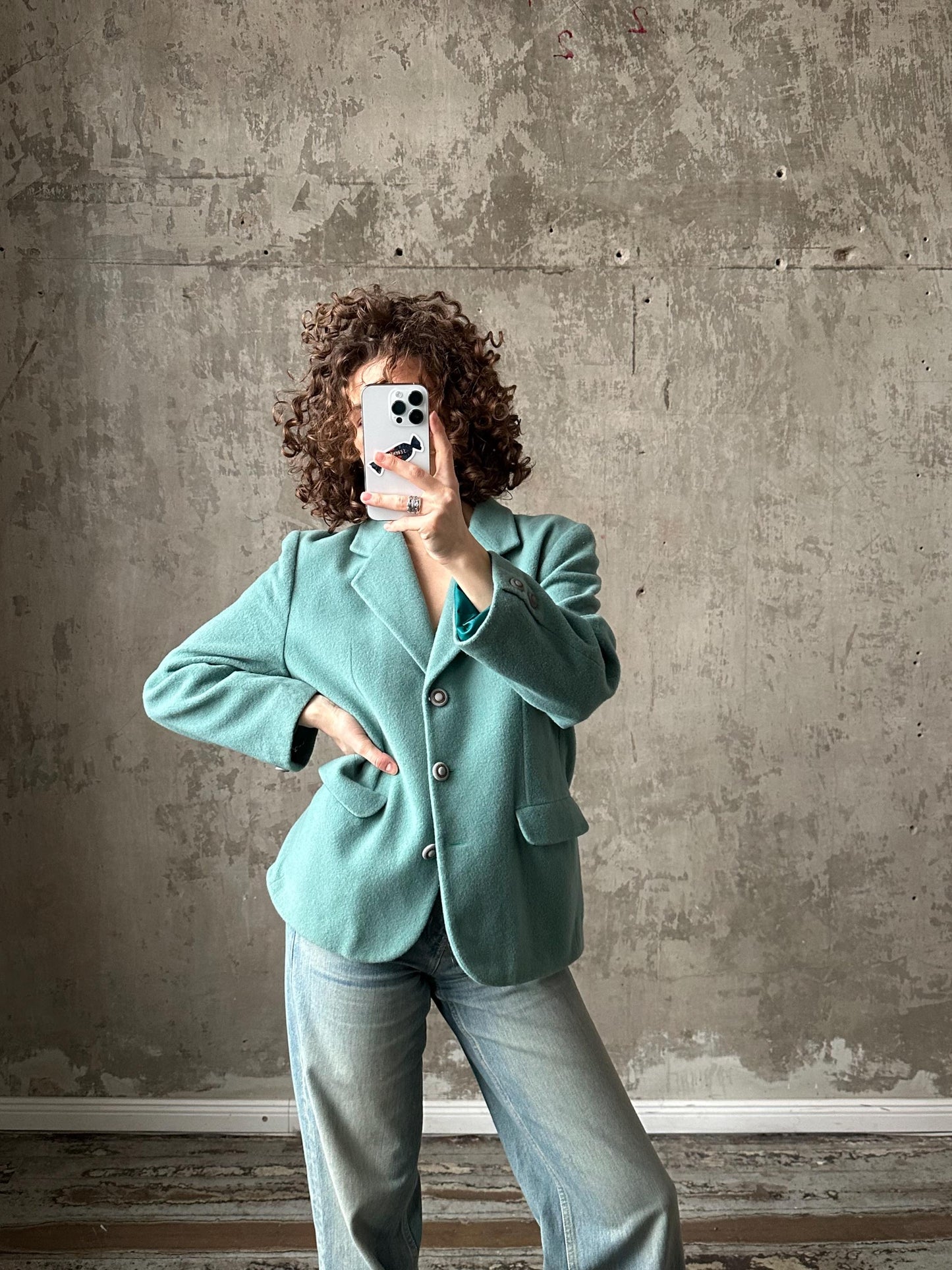 Vintage 90s wool blazer in blue (aquamarine)