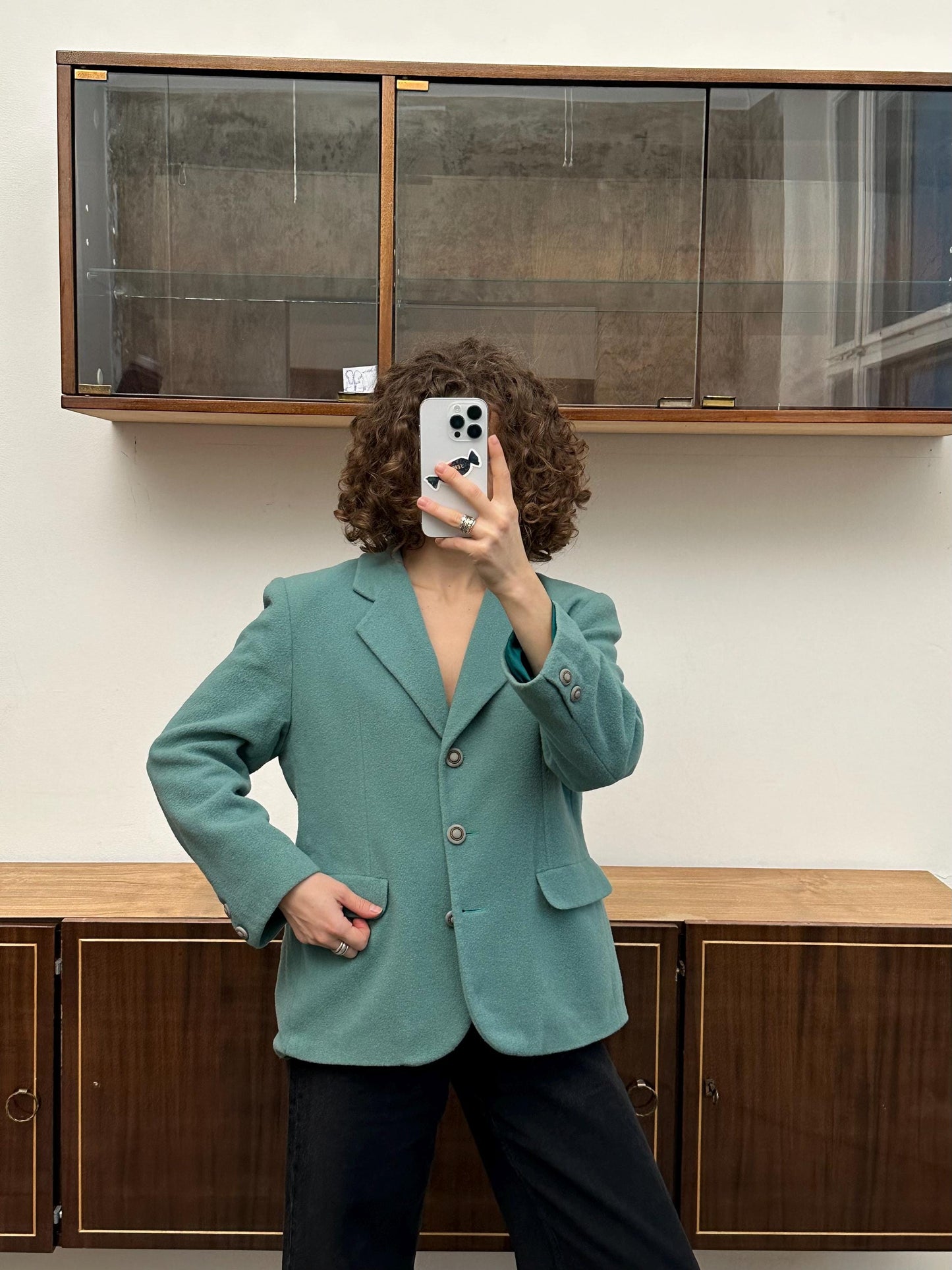 Vintage 90s wool blazer in blue (aquamarine)
