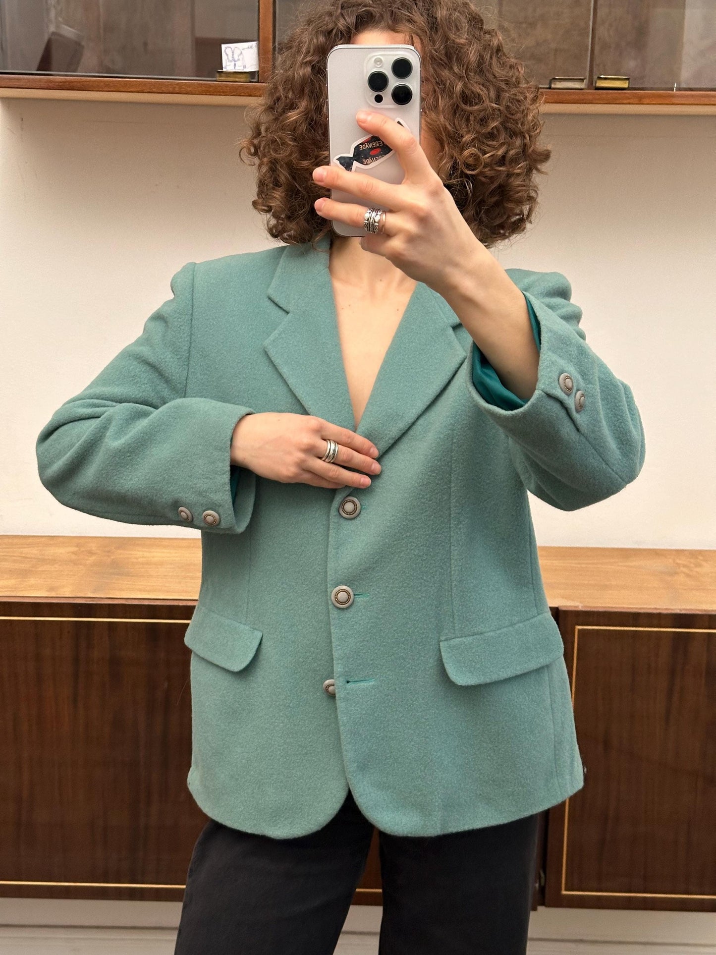 Vintage 90s wool blazer in blue (aquamarine)